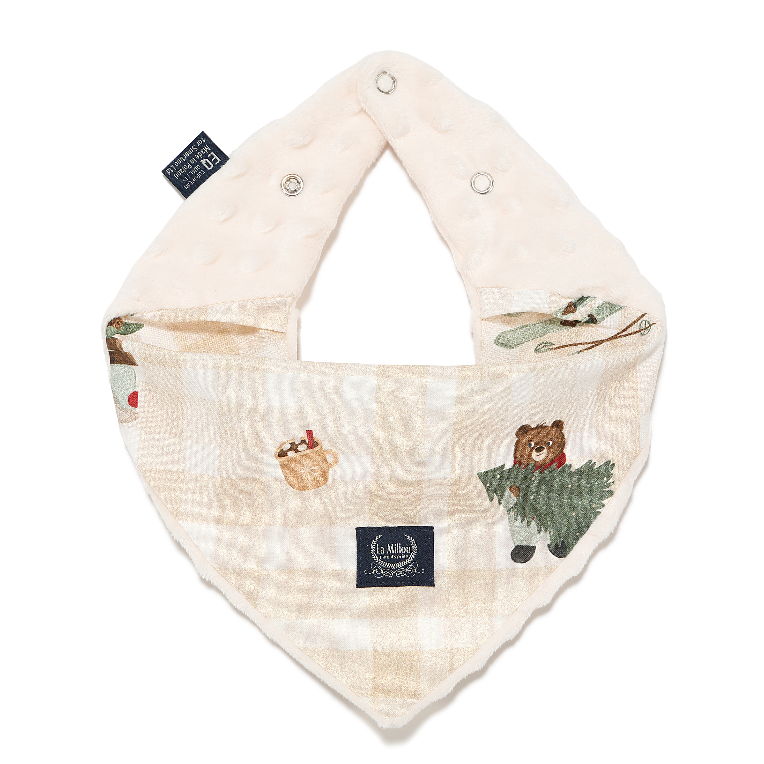 【官網限定】La Millou波蘭 豆豆圍兜領巾｜冬季限定款熊熊小屋｜雲朵白