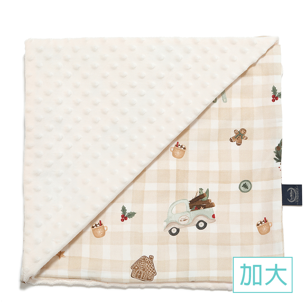 【官網限定】La Millou波蘭 單面巧柔豆豆毯加大｜冬季限定款熊熊小屋｜雲朵白