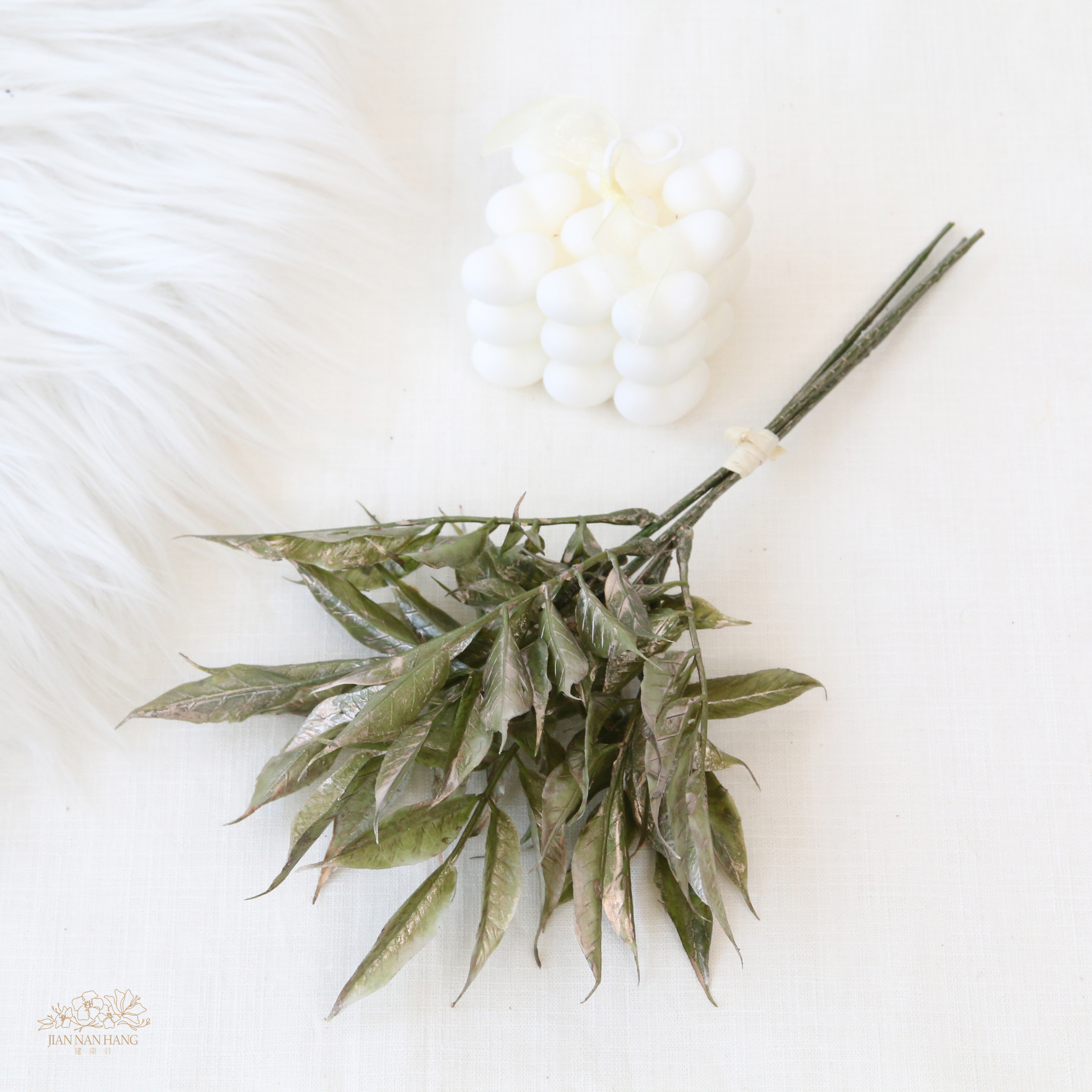 人造葉 金屬色樺木葉束 2色