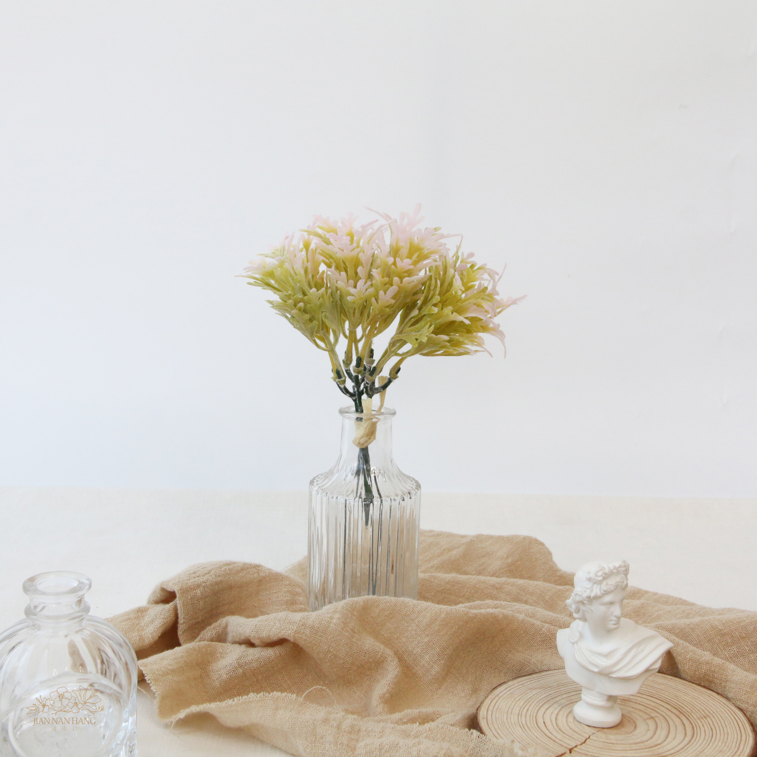 人造葉 植絨銀菊葉束 2色