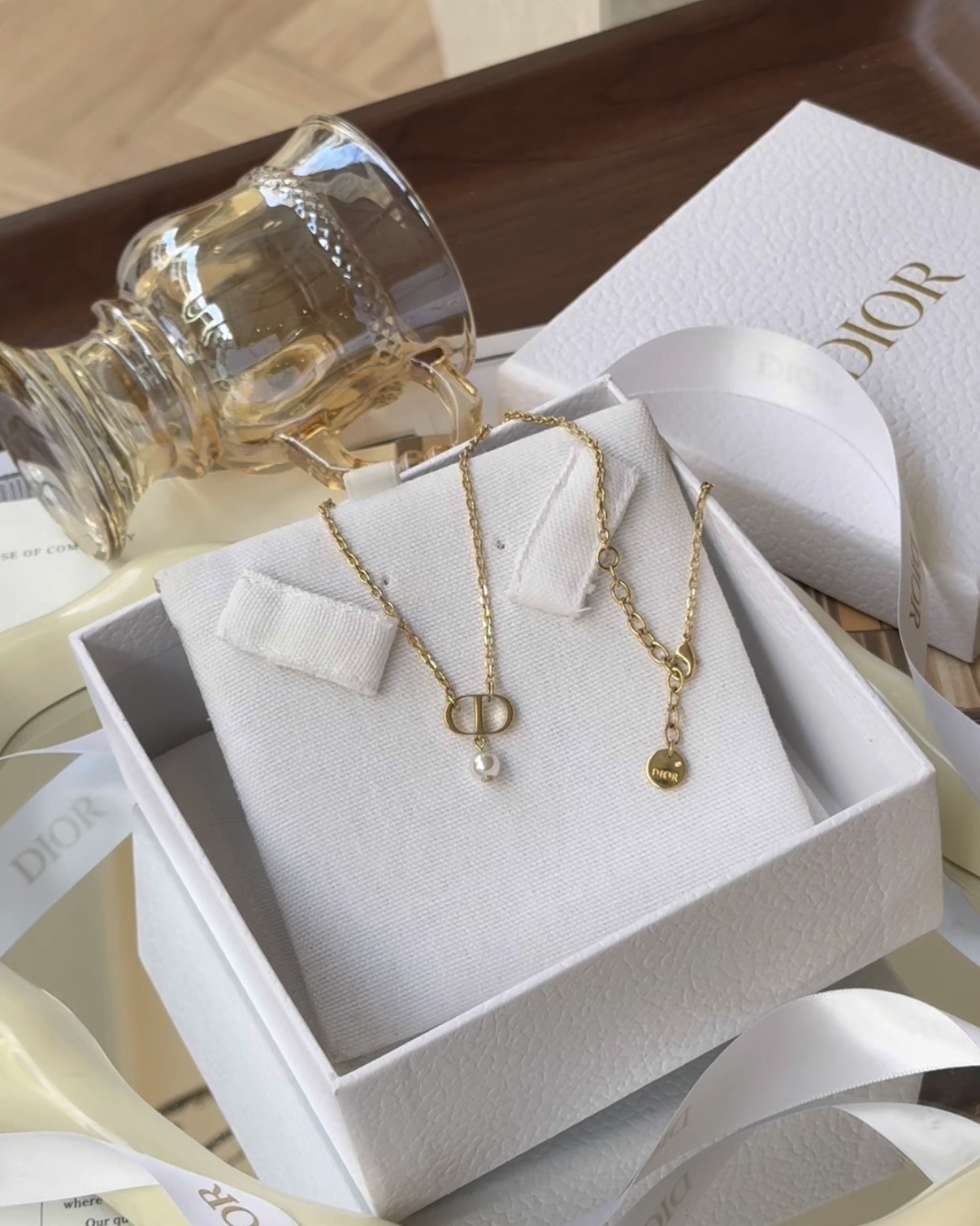 DIOR｜珍珠CD經典項鍊 金色