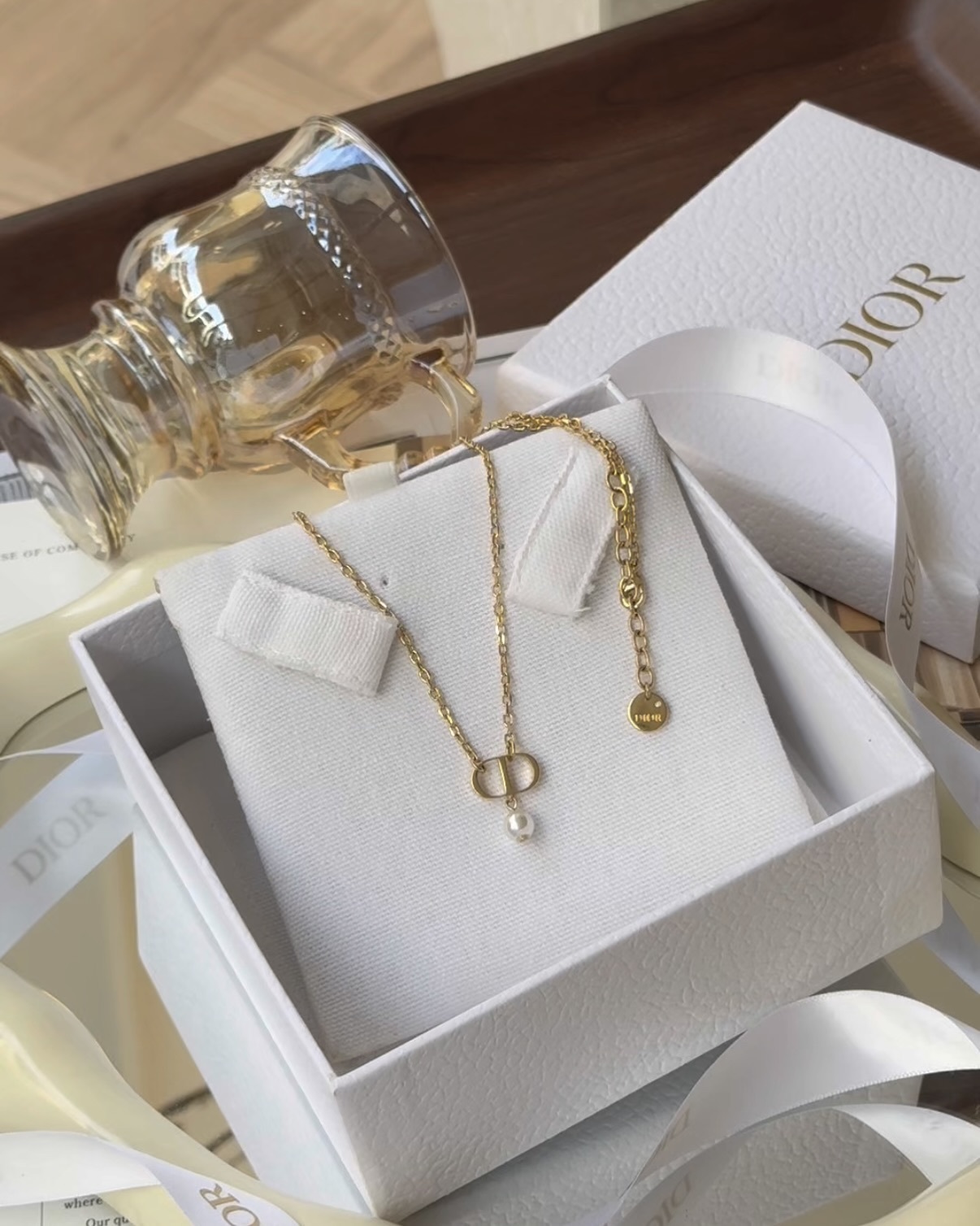 DIOR｜珍珠CD經典項鍊 金色