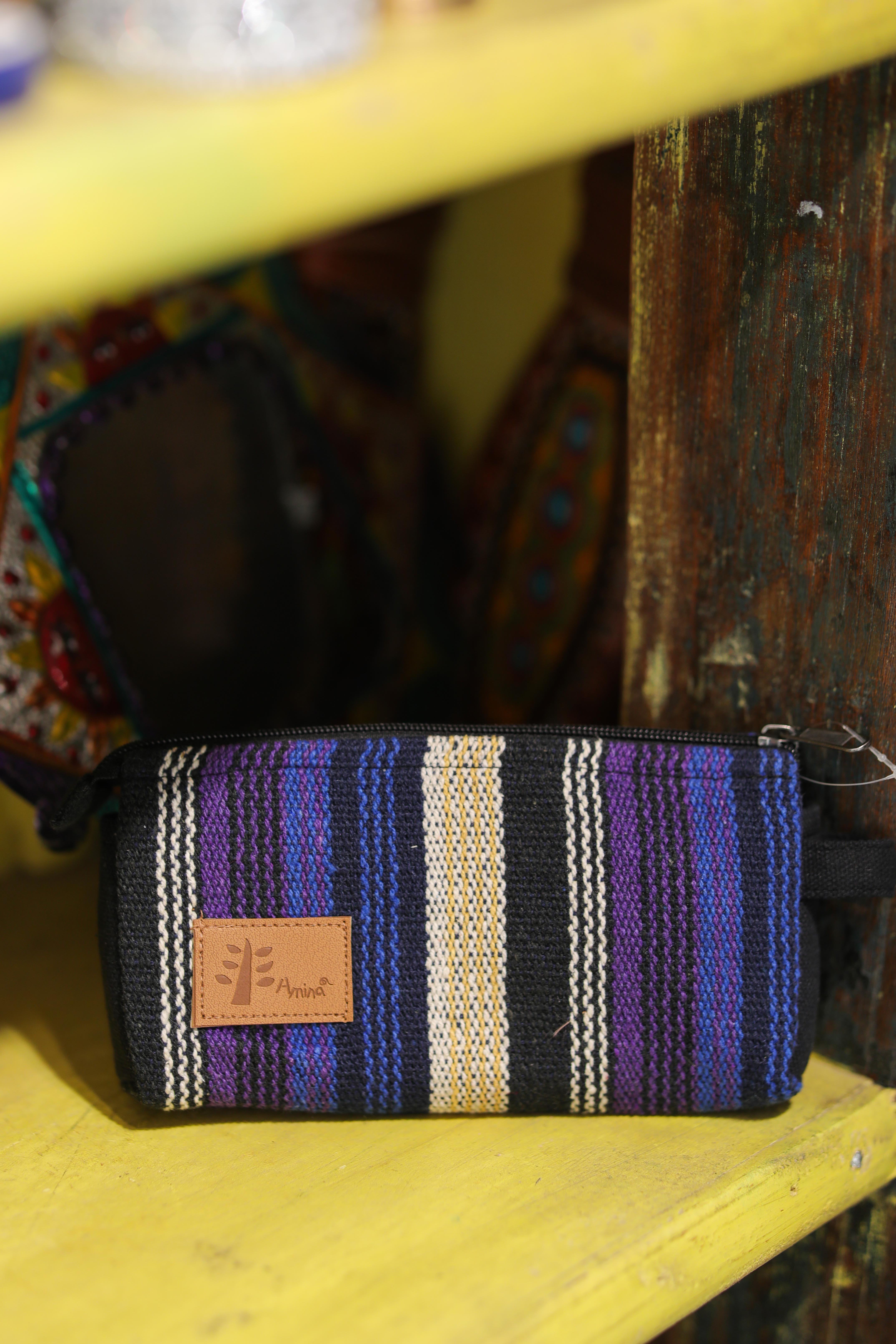 Amina 尼泊爾手織筆袋 化妝袋 - NQTP5108 - ocean / twilight (1222)