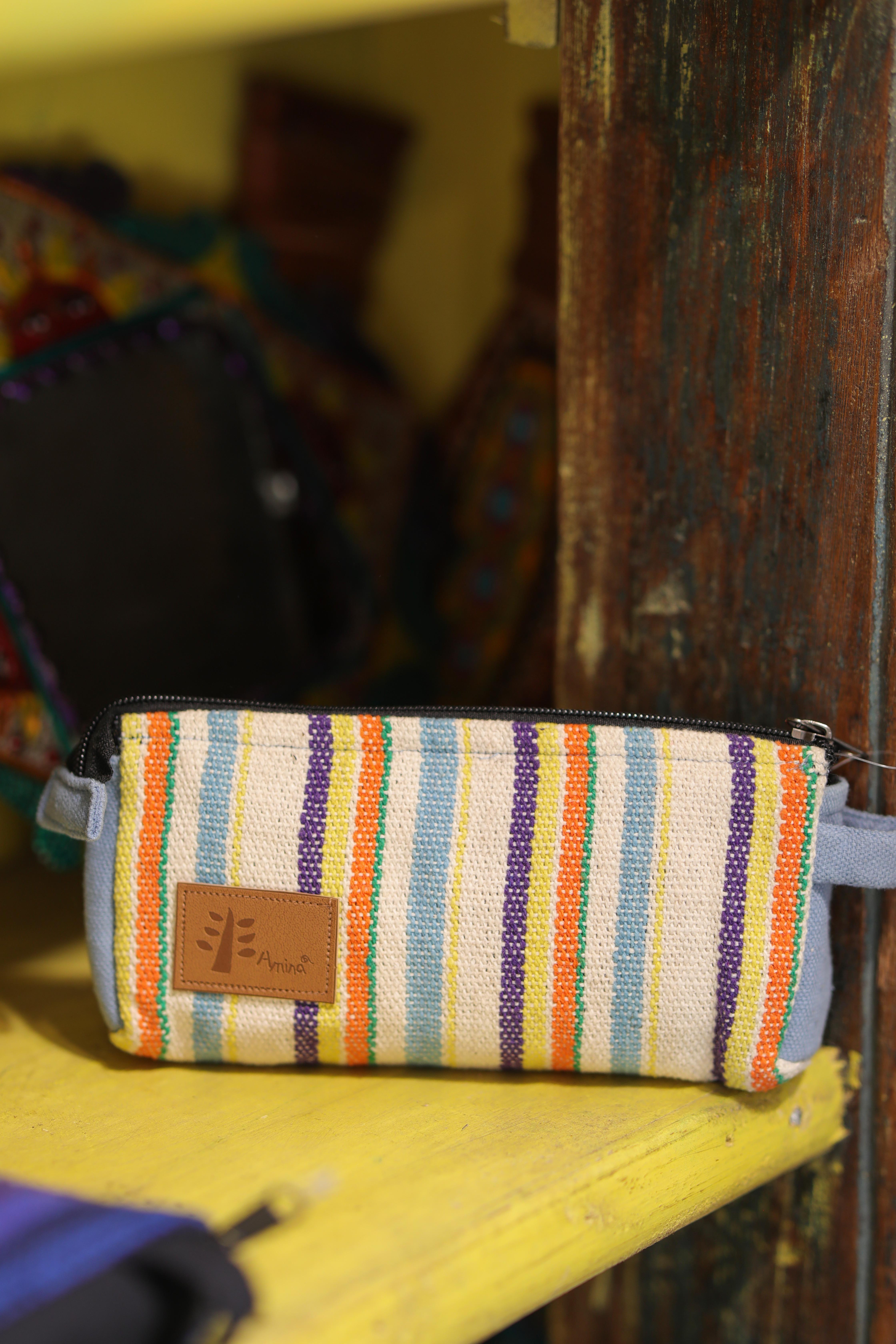 Amina 尼泊爾手織筆袋 化妝袋 - NQTP5108 - ocean / twilight (1222)