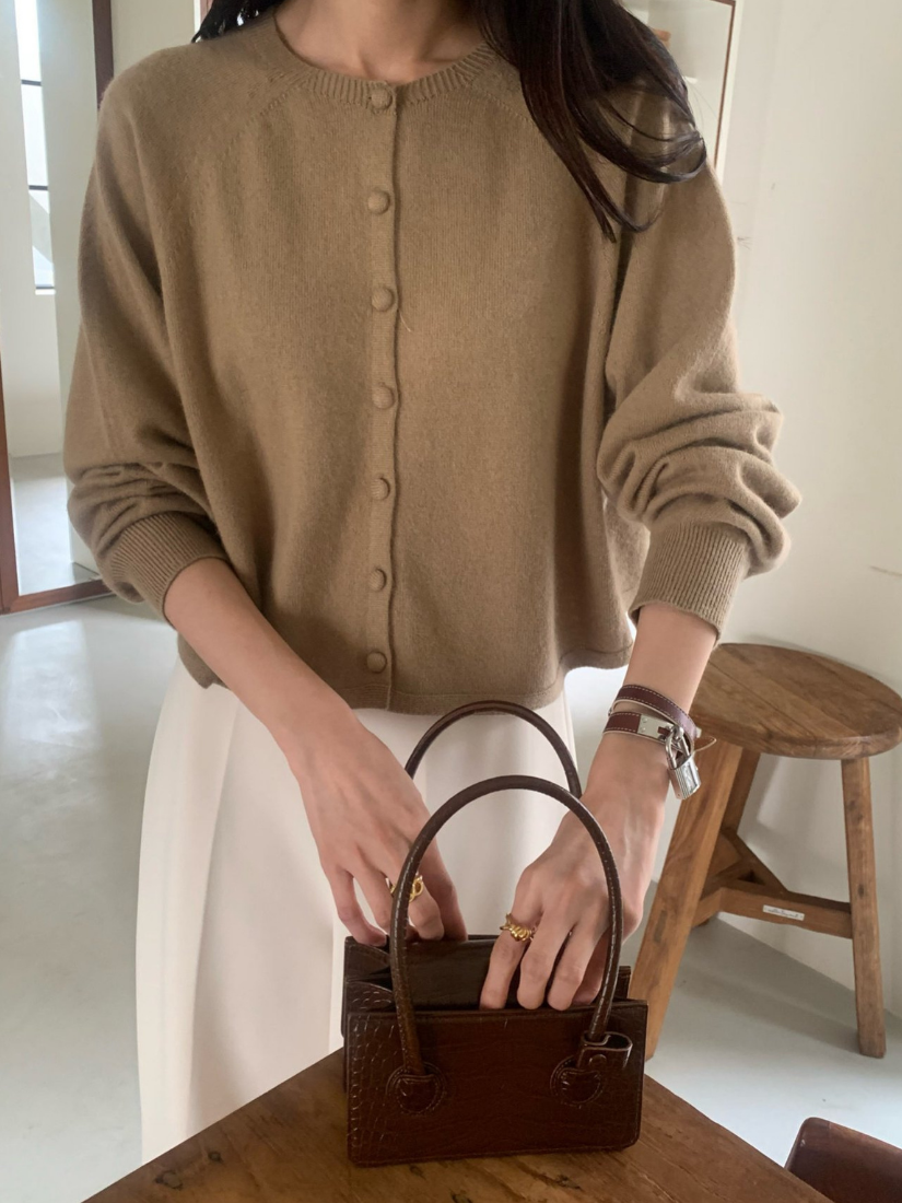 [現貨] Devon Flared-Hem Buttoned Wool Cardigan [ 5 colors / Free ]