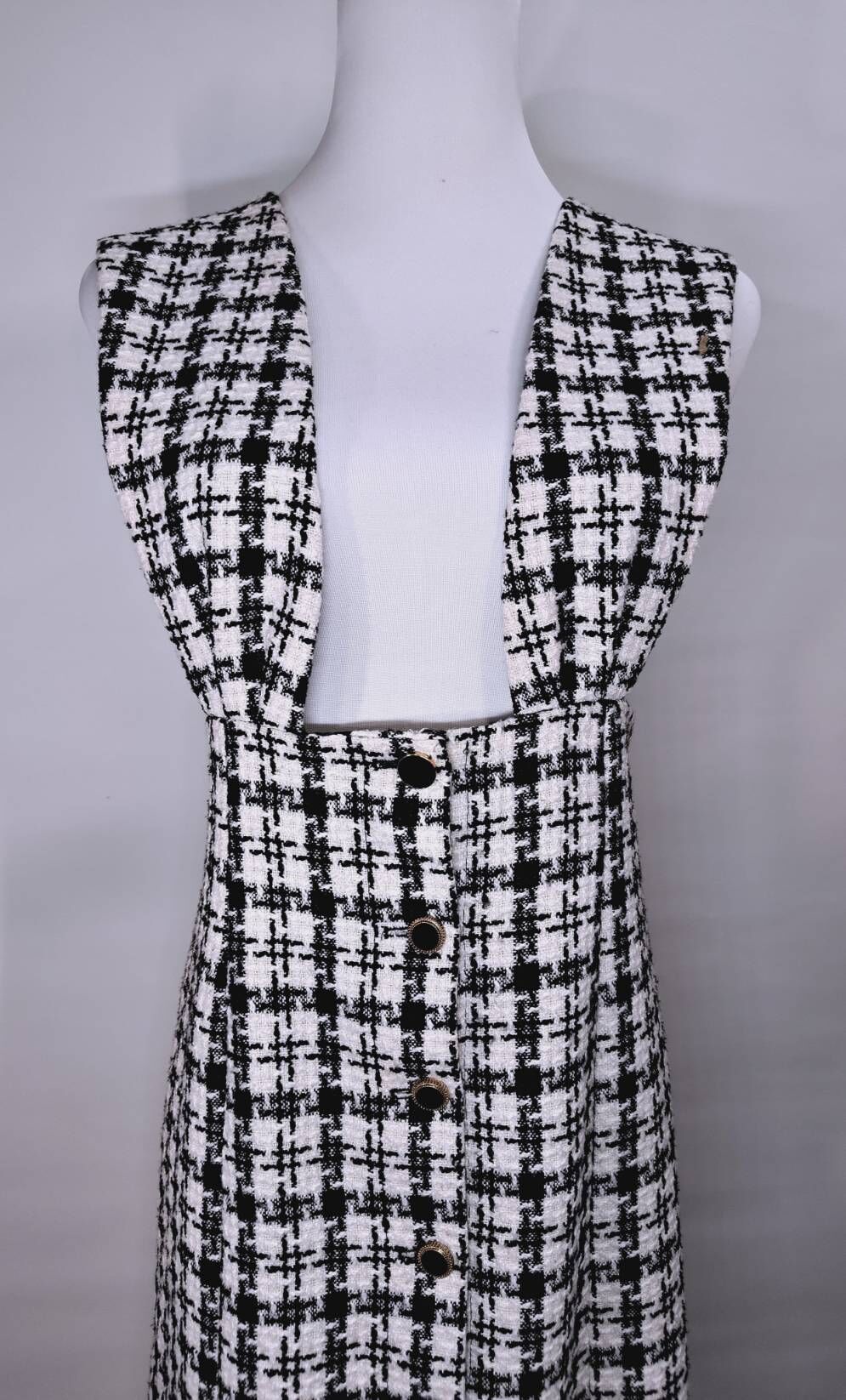 韓系名媛風排釦魚尾長洋裝 C38