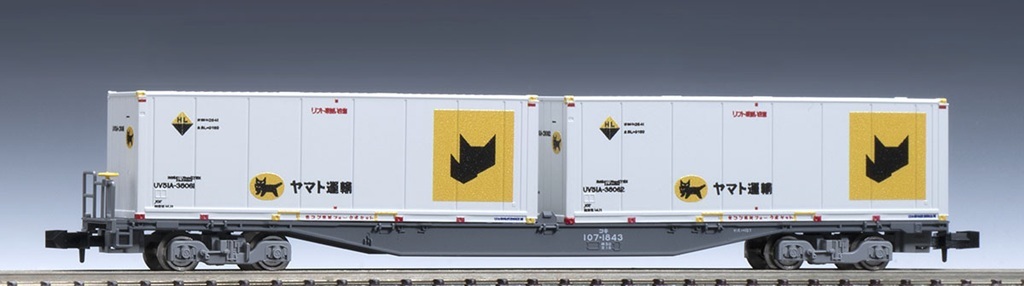 Tomix 8756 N規 JR コキ107形貨車（新塗裝・附黑貓宅急便貨櫃）