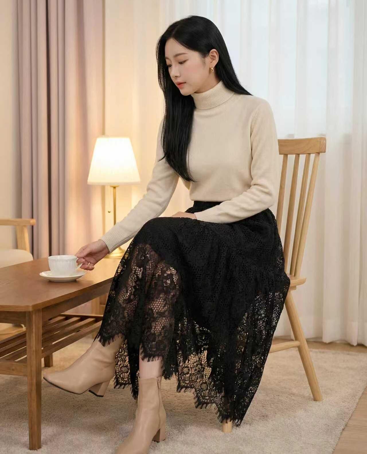 H23   LACE 長裙 腰26-46 長31 $299 MADE IN KOREA