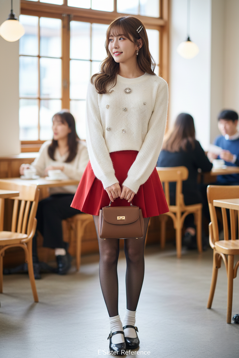 韓系甜美名媛風珍珠亮鑽毛衣 C39