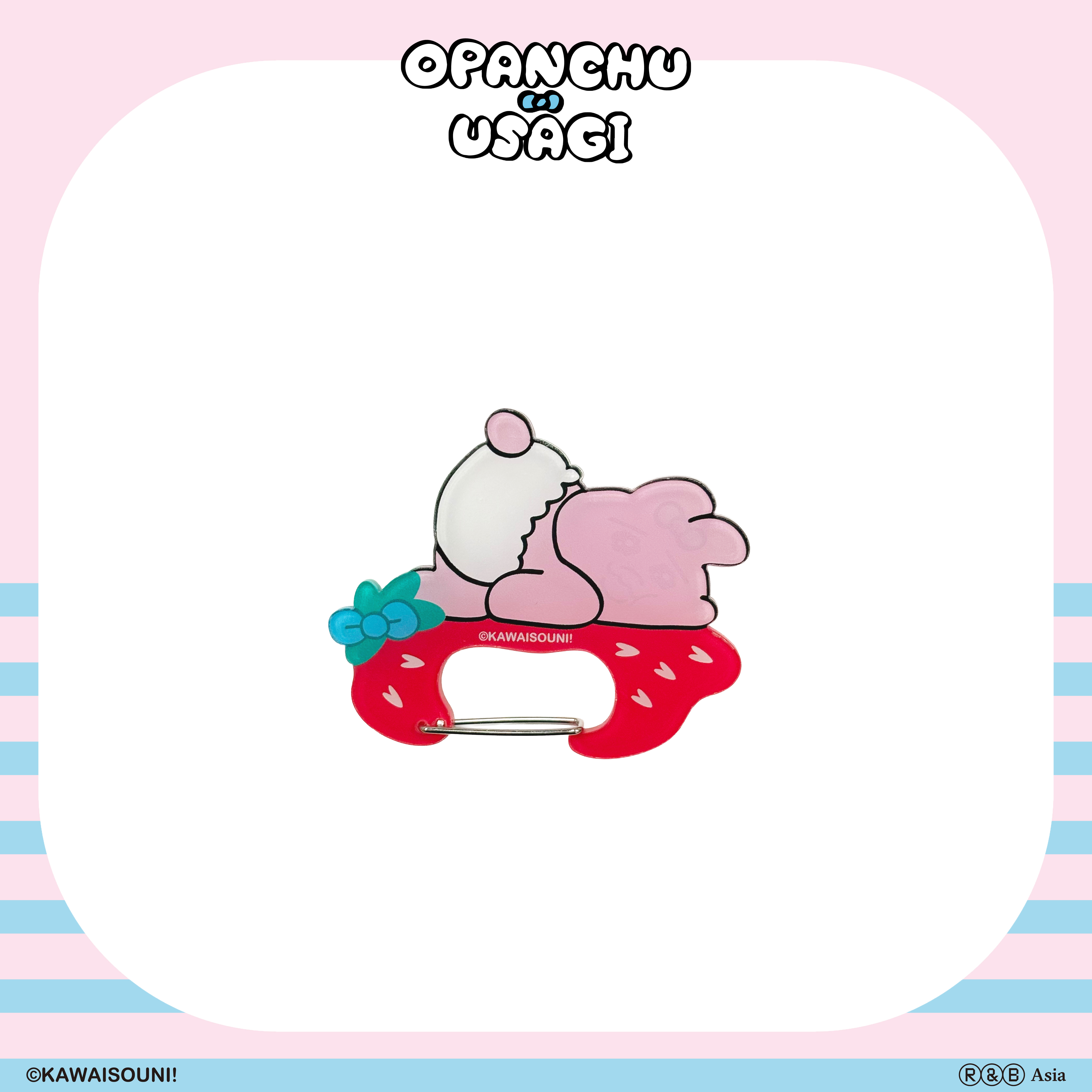【預購】Opanchu Usagi 褲褲兔-壓克力金屬扣吊飾-趴草莓