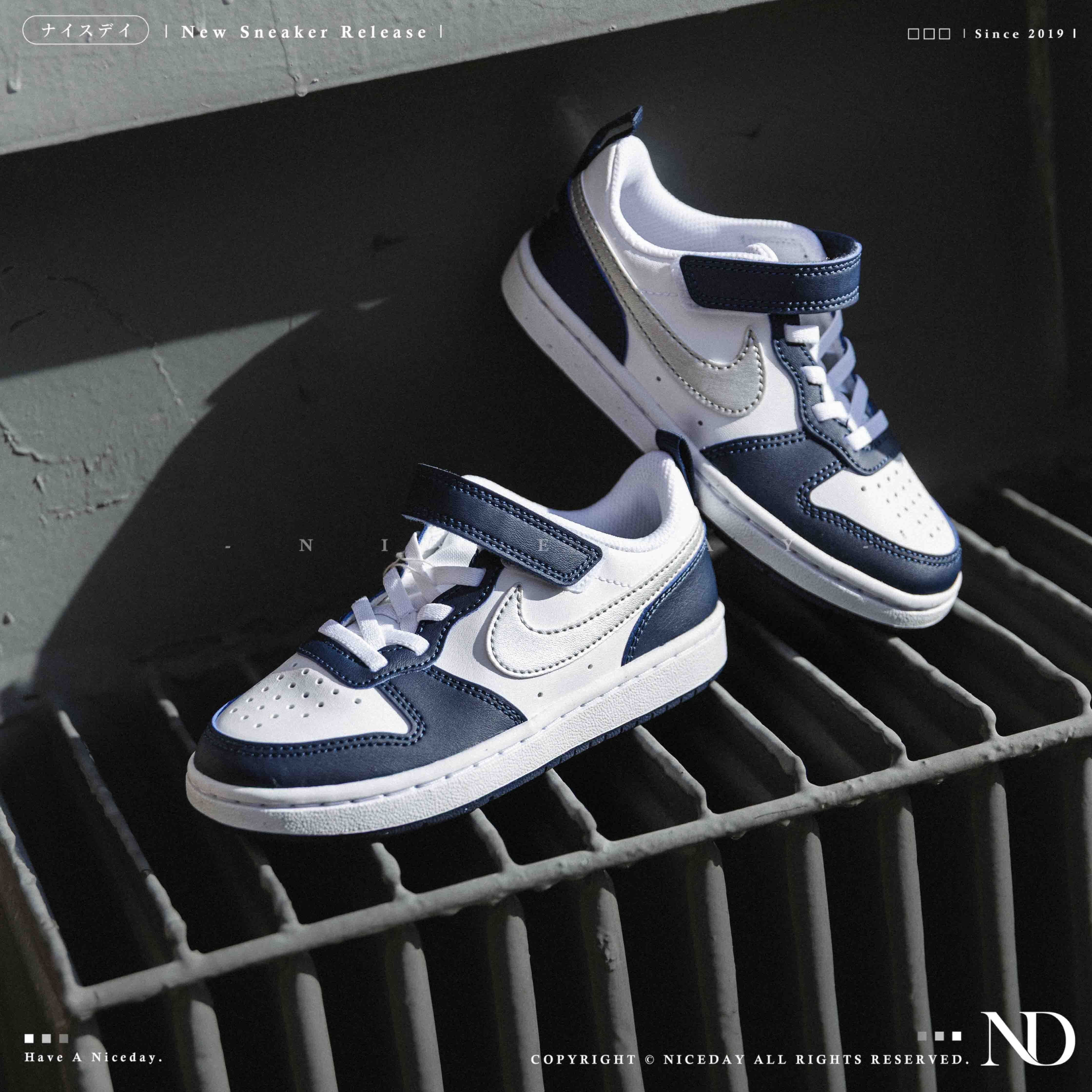 NICEDAY 現貨 Nike Court Borough Low 中童 童鞋 藍銀 海軍藍 魔鬼氈 DV5457-135