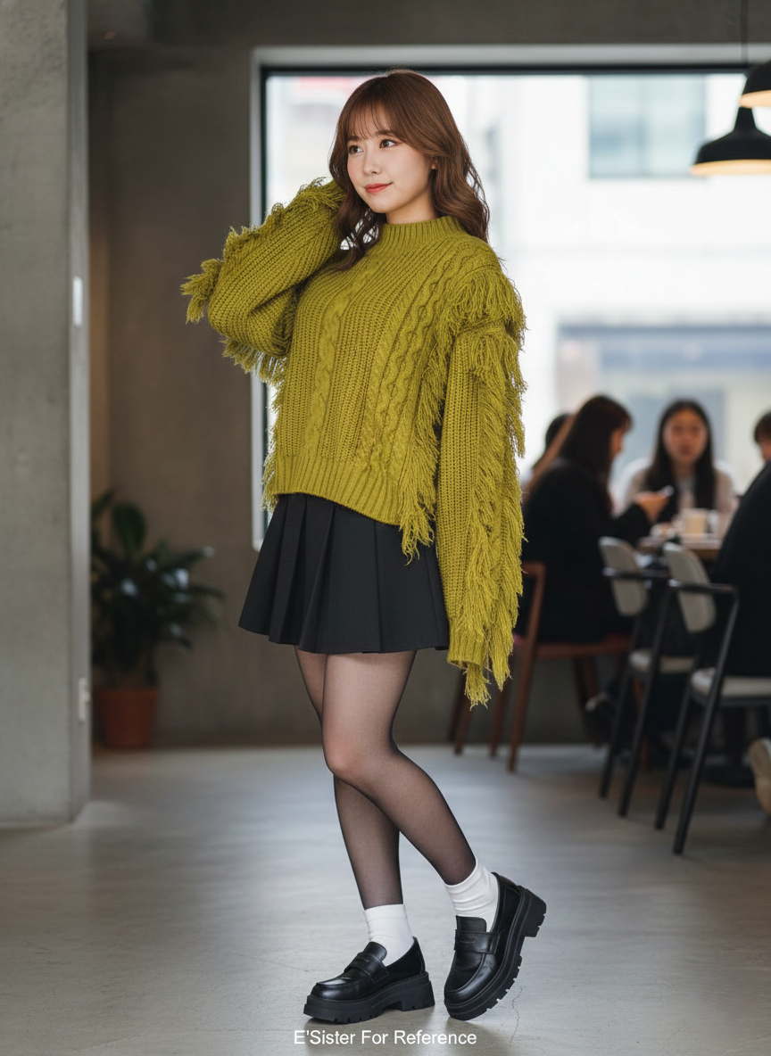 韓系設計感短版高領針織上衣 C41