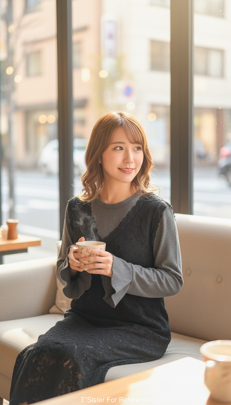 韓系假兩件層次感長版連身裙 C42