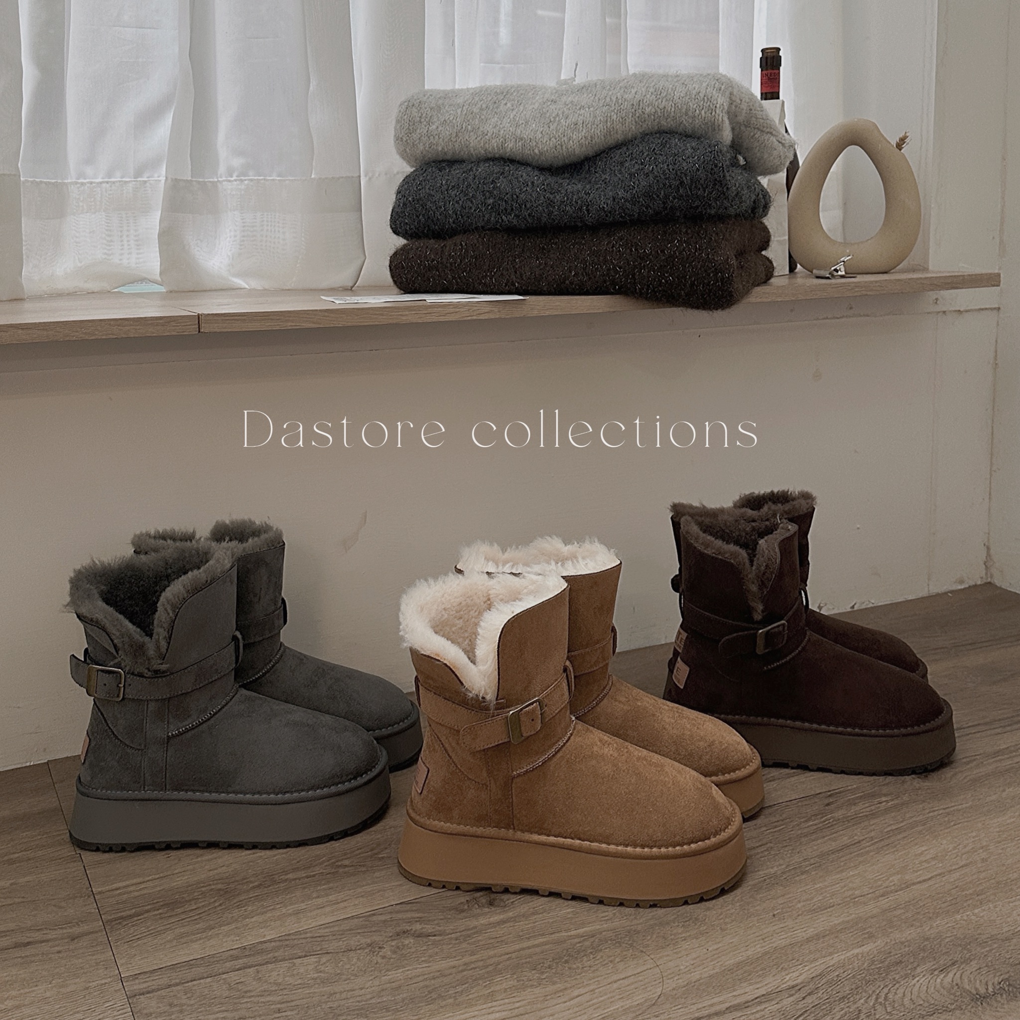 增高毛毛可反折雪靴