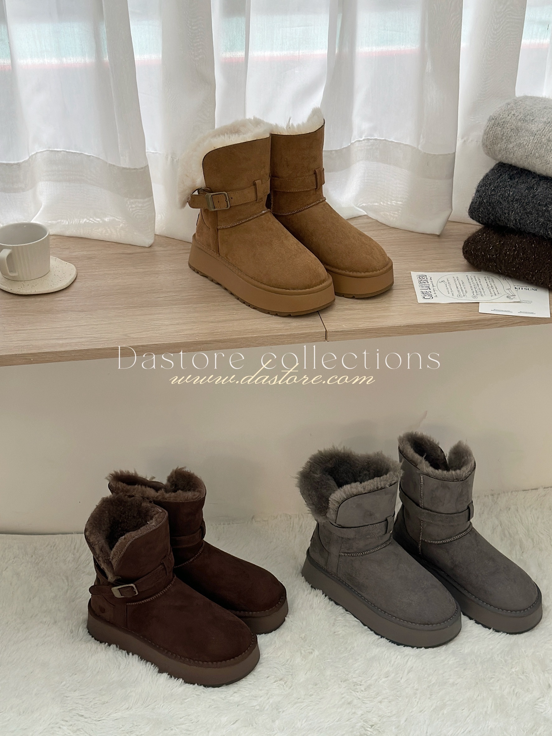 增高毛毛可反折雪靴