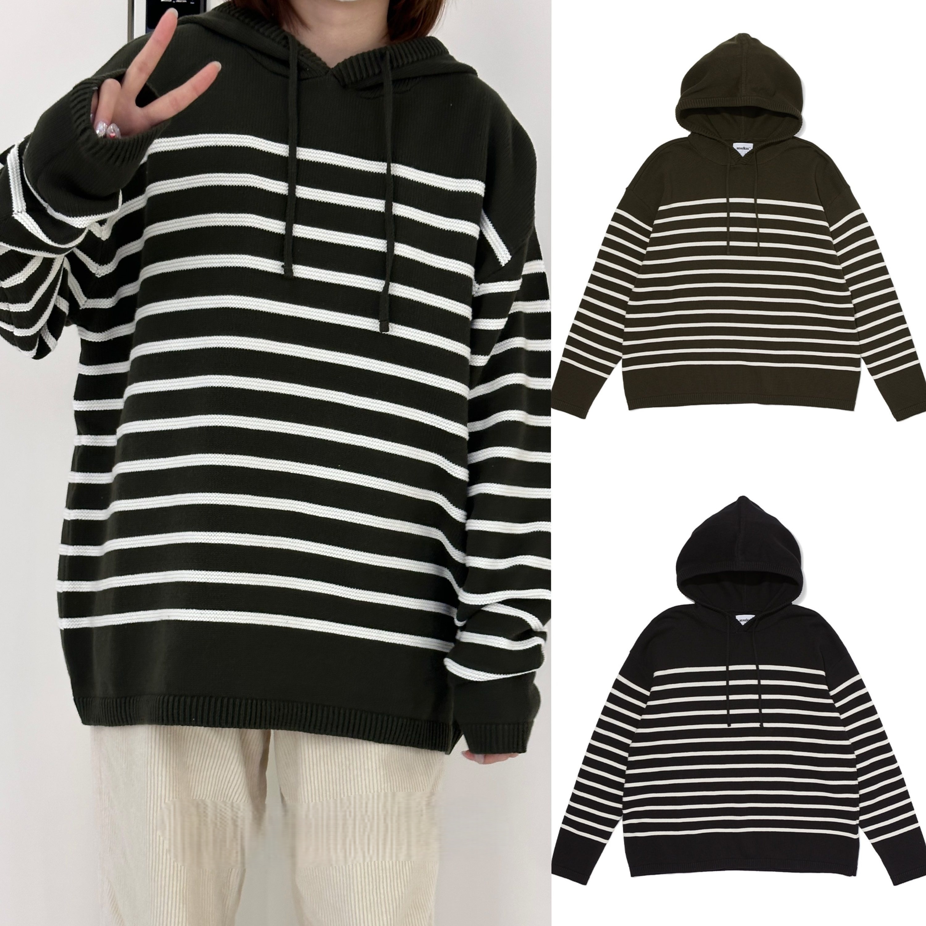 【預購】KM122204 Markm 條紋連帽上衣
