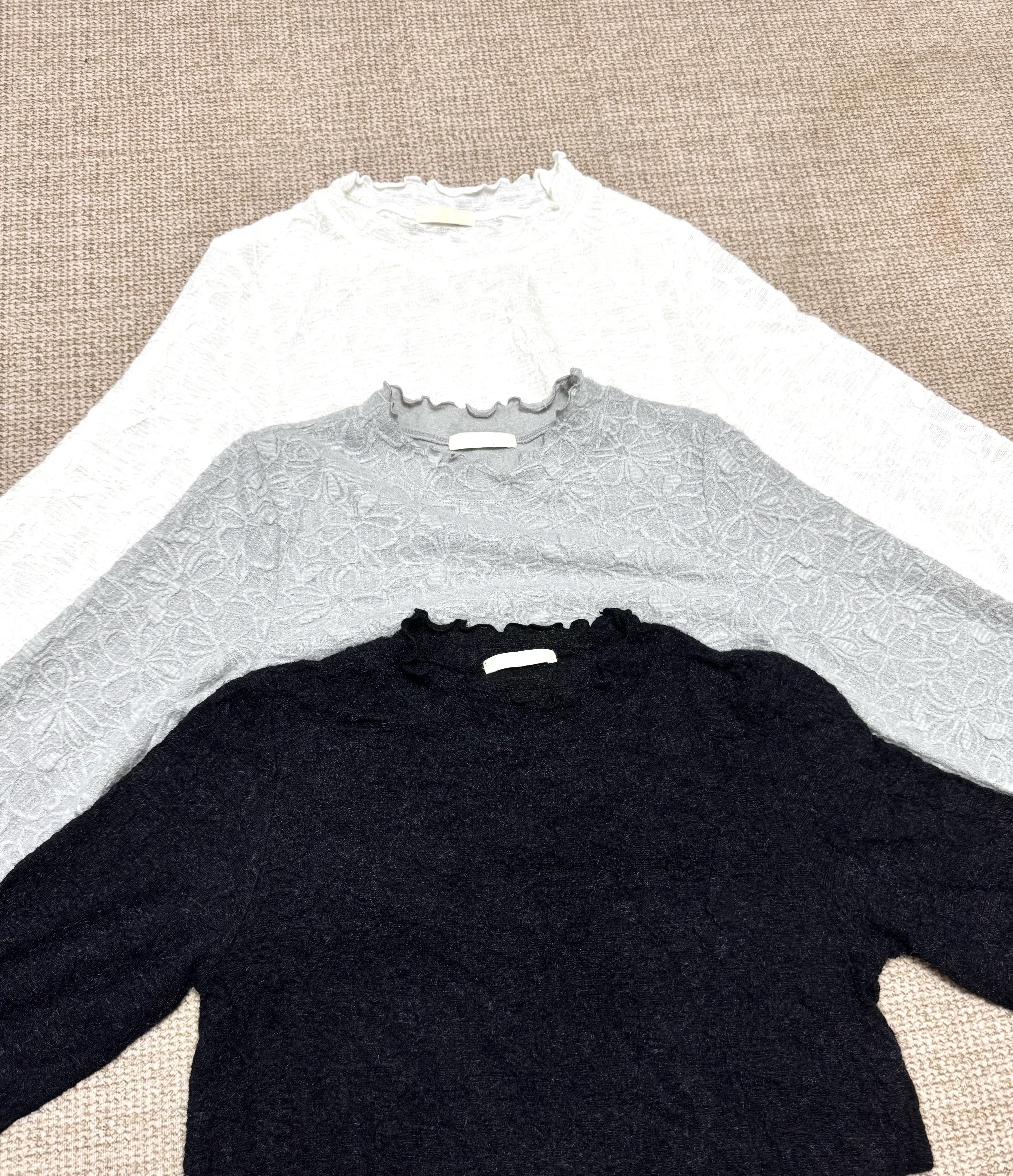 暗花軟糯羽毛Top