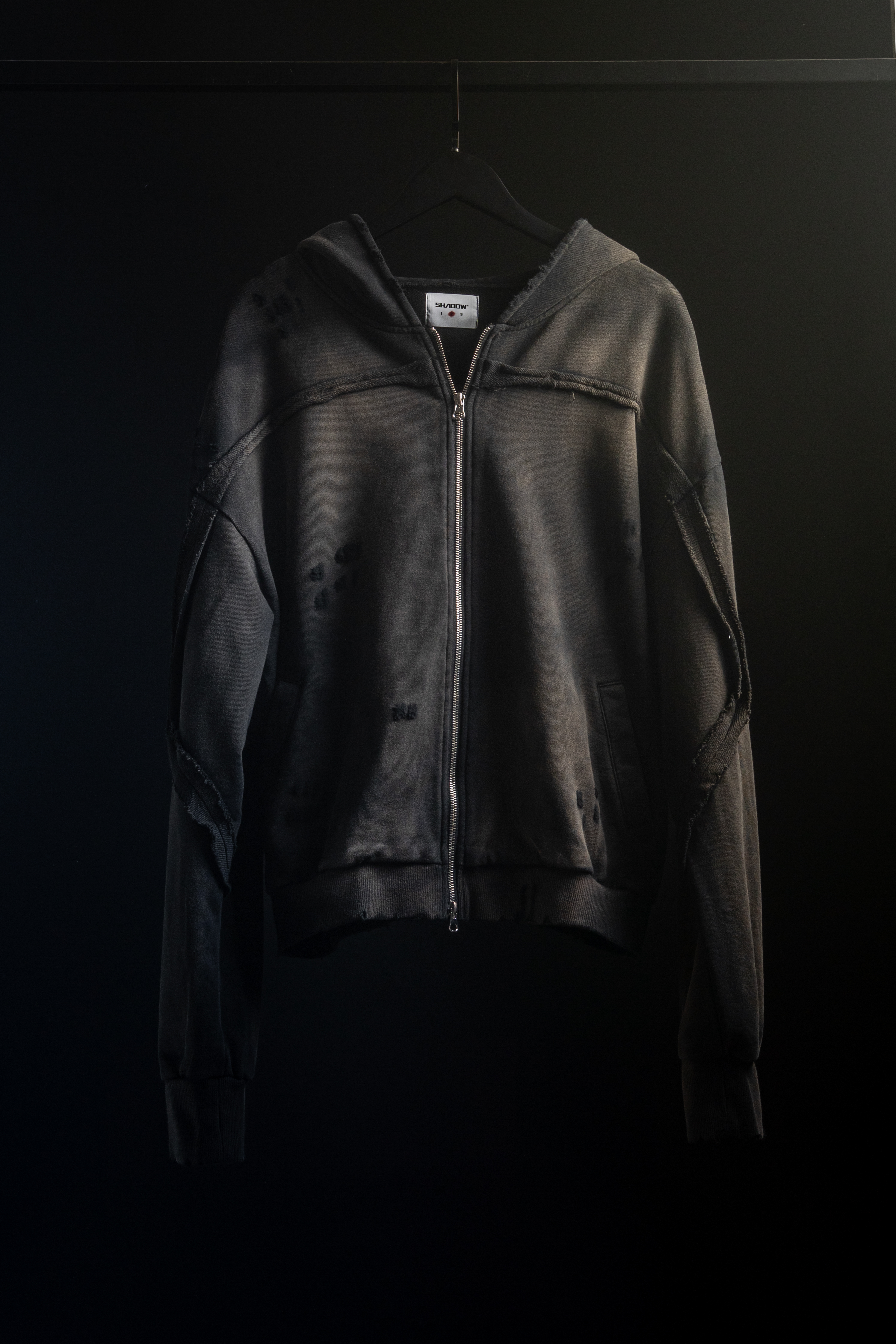 Shadow Studio Distressed Zip-up Hooded Sweatshirt "Black" 黑色 仿舊拉鍊外套