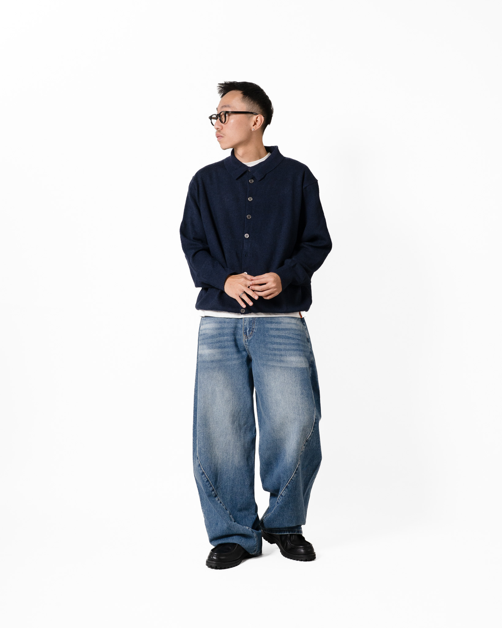 OurPick Wide Scimitar Washed  Jeans 水洗貓鬚剪裁牛仔褲 2色