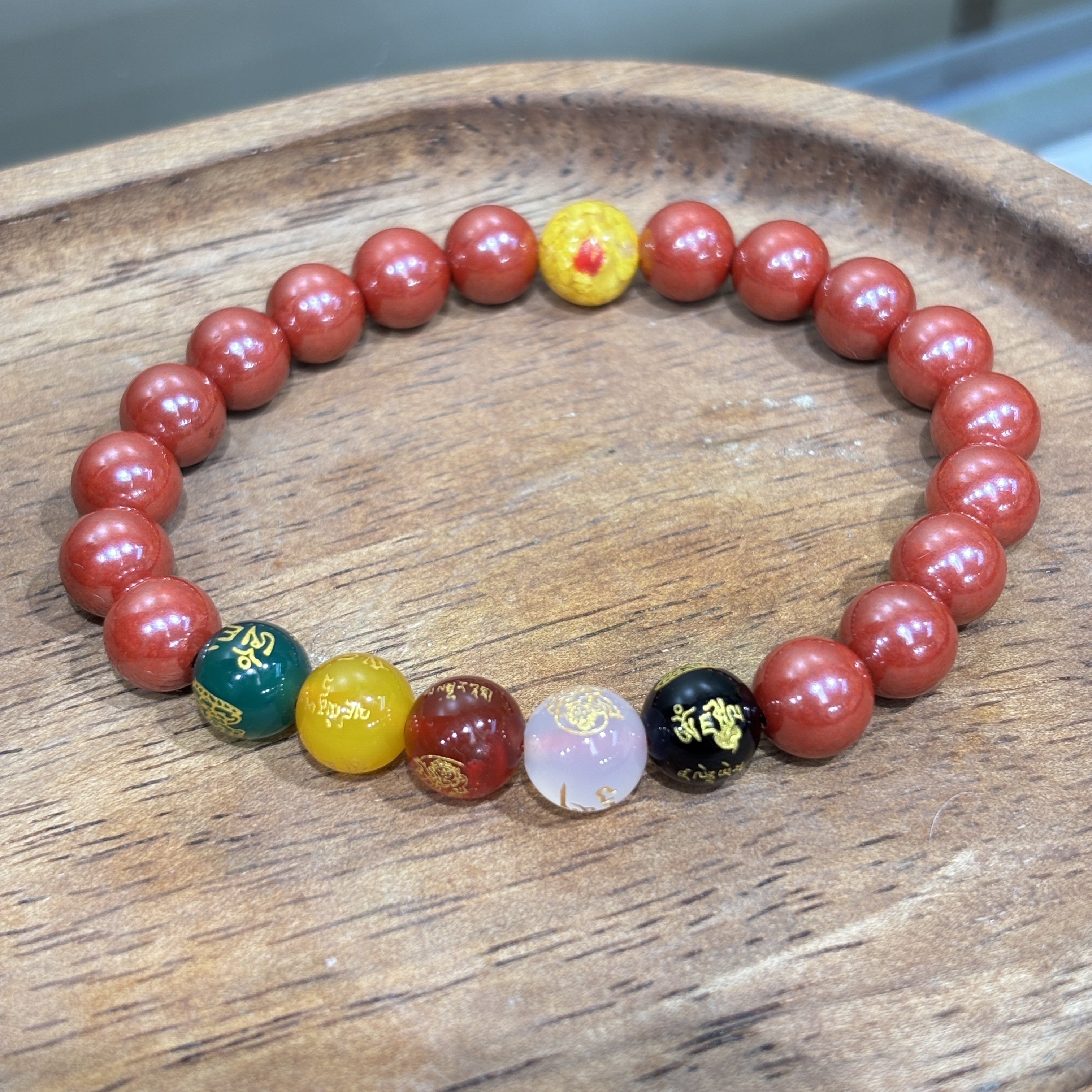 HKHF1222-026 五路財神帝皇硃砂8mm手串手圍16cm(經師傅開光) (A26)