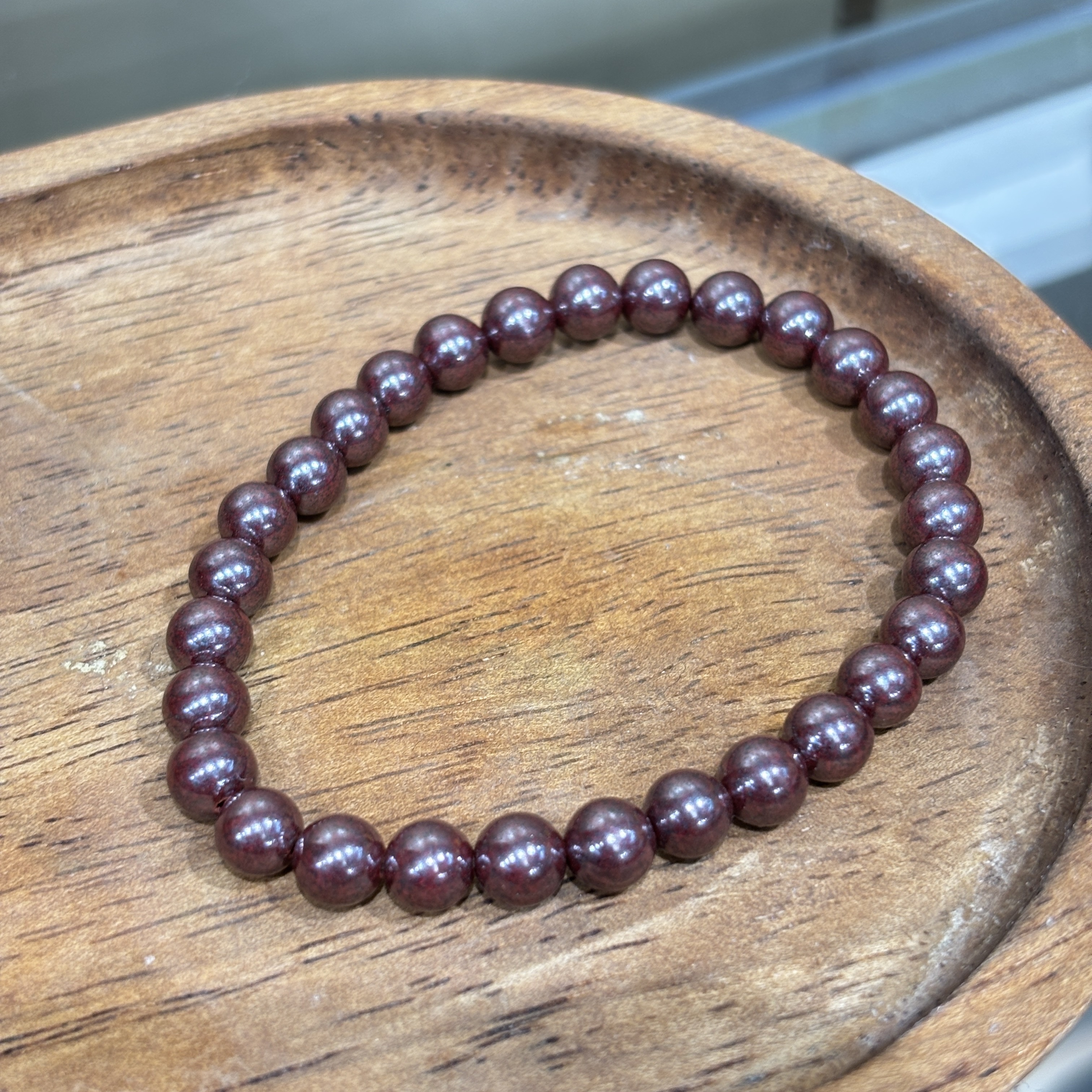 HKHF1222-031 原礦硃砂6mm手串手圍16cm(經師傅開光) (A31)