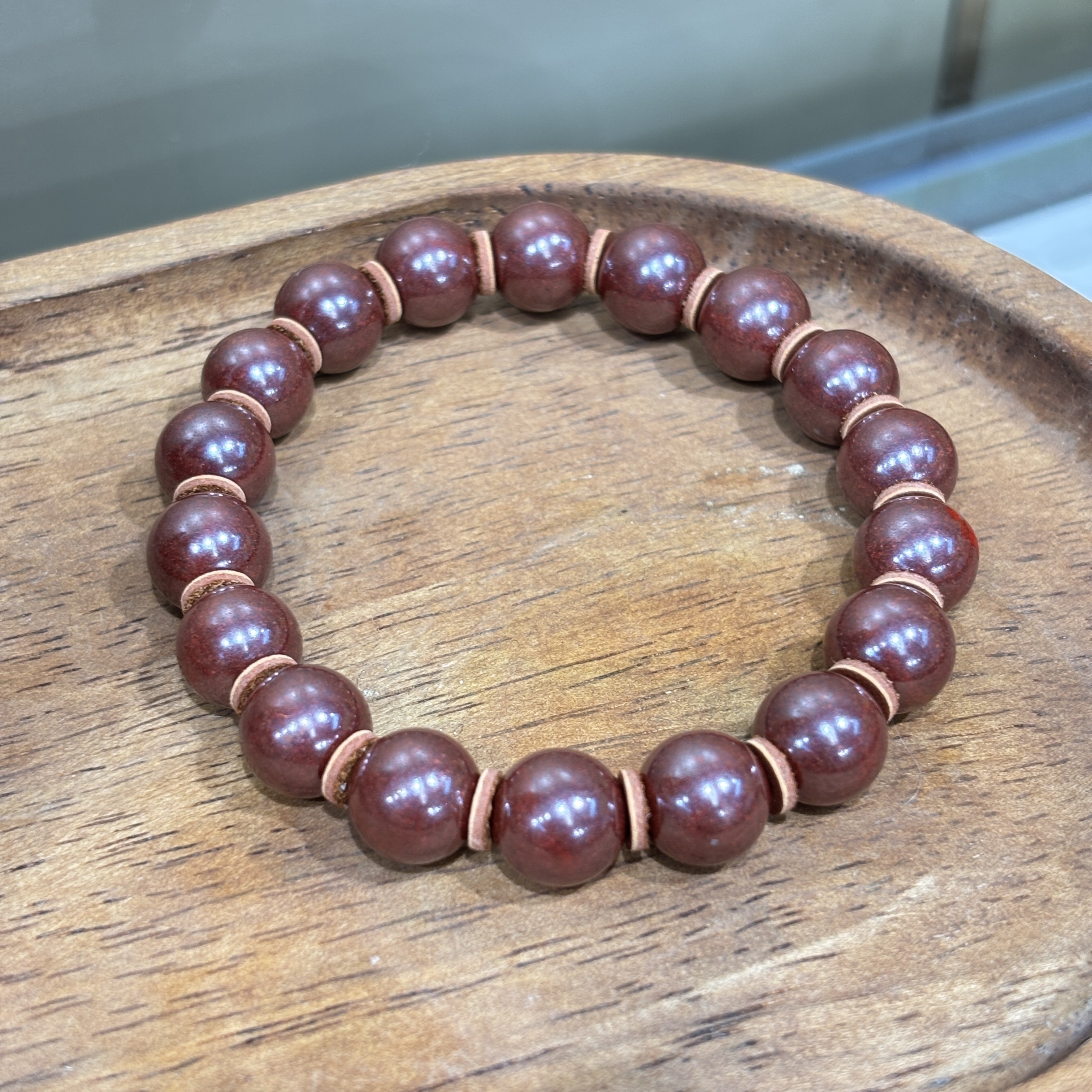 HKHF1222-033 原礦硃砂10mm手串手圍17cm(經師傅開光) (A33)