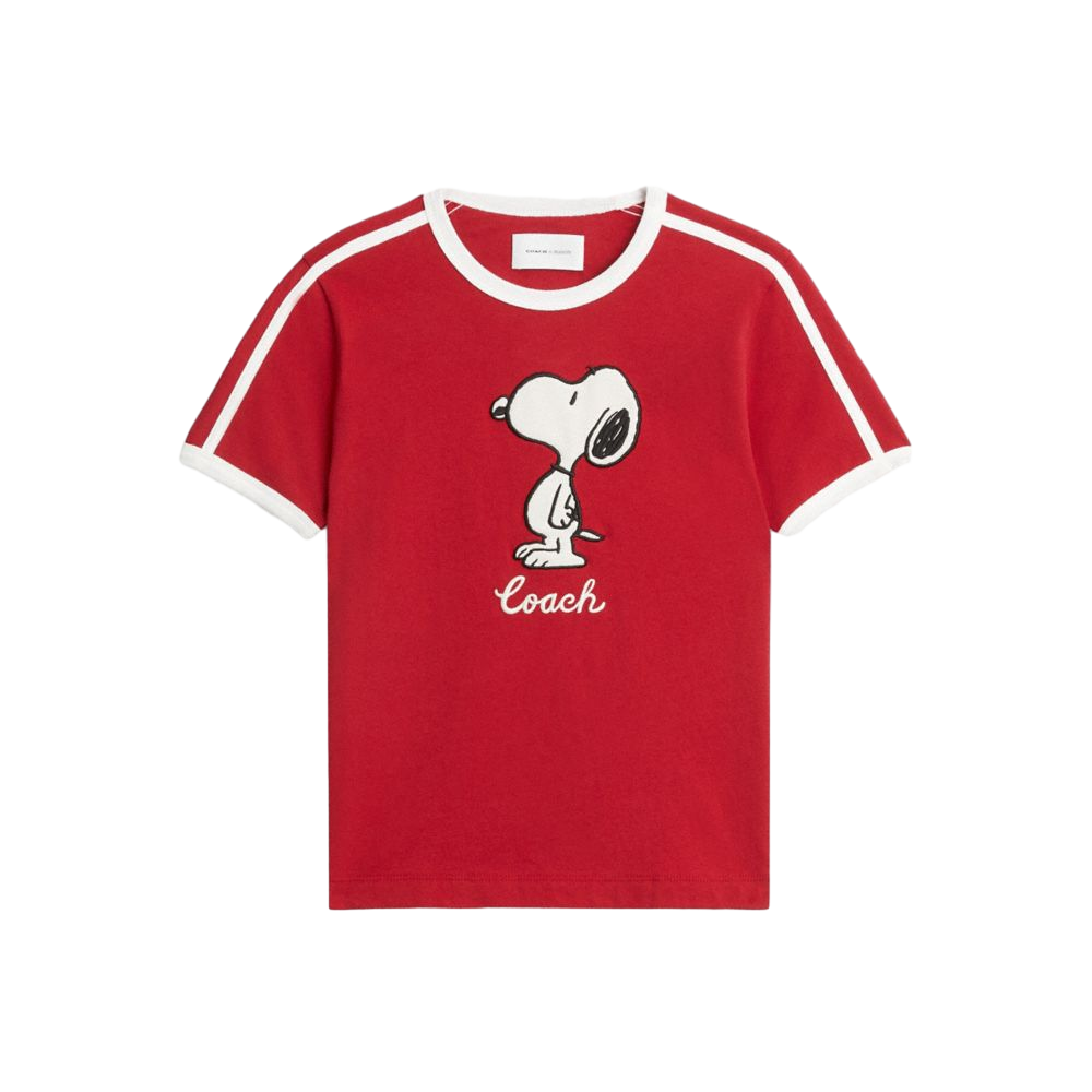 【Coach】Coach X Peanuts Ringer T Shirt In Organic Cotton  紅