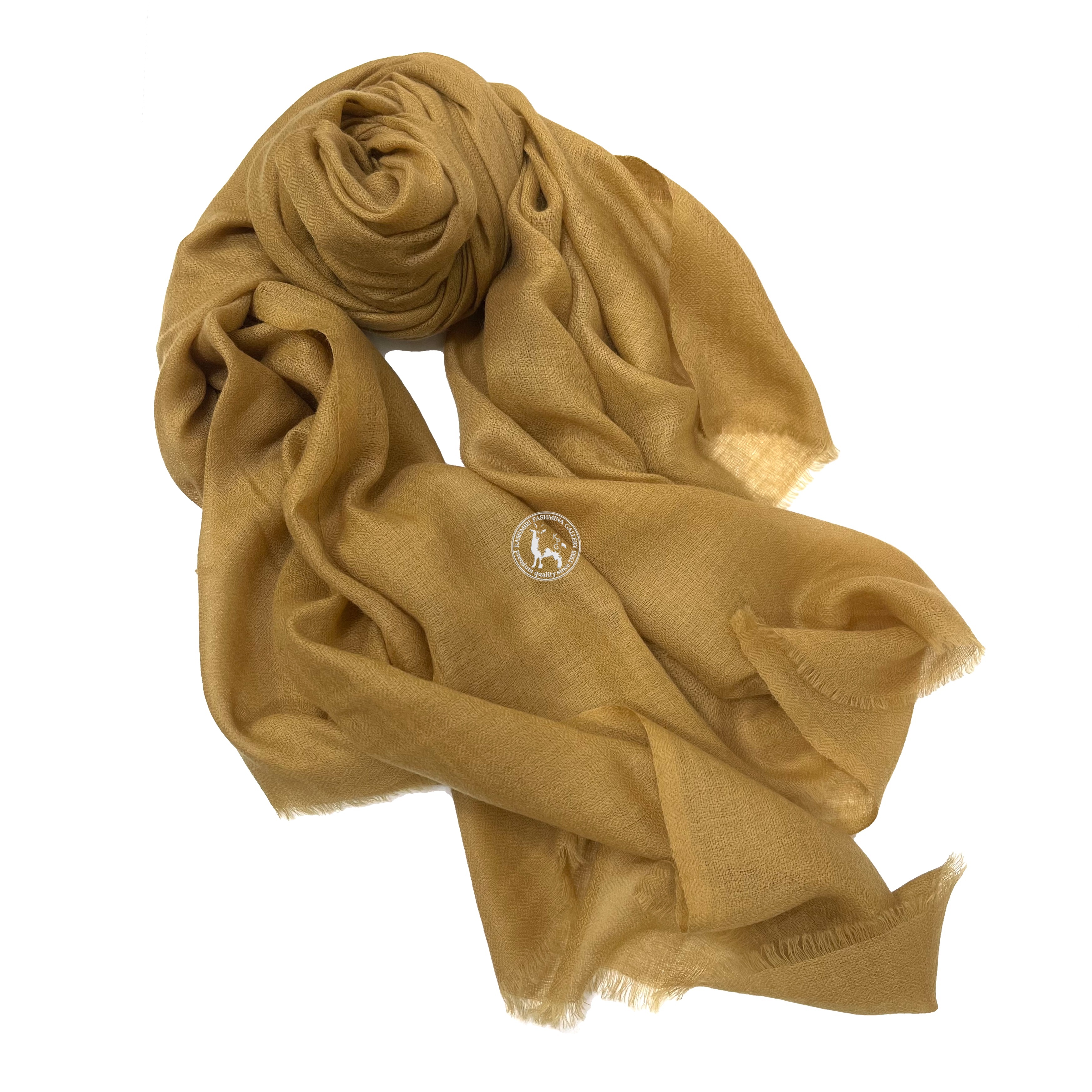 深金菊色手工編織喀什米爾頸部羊絨披肩圍巾