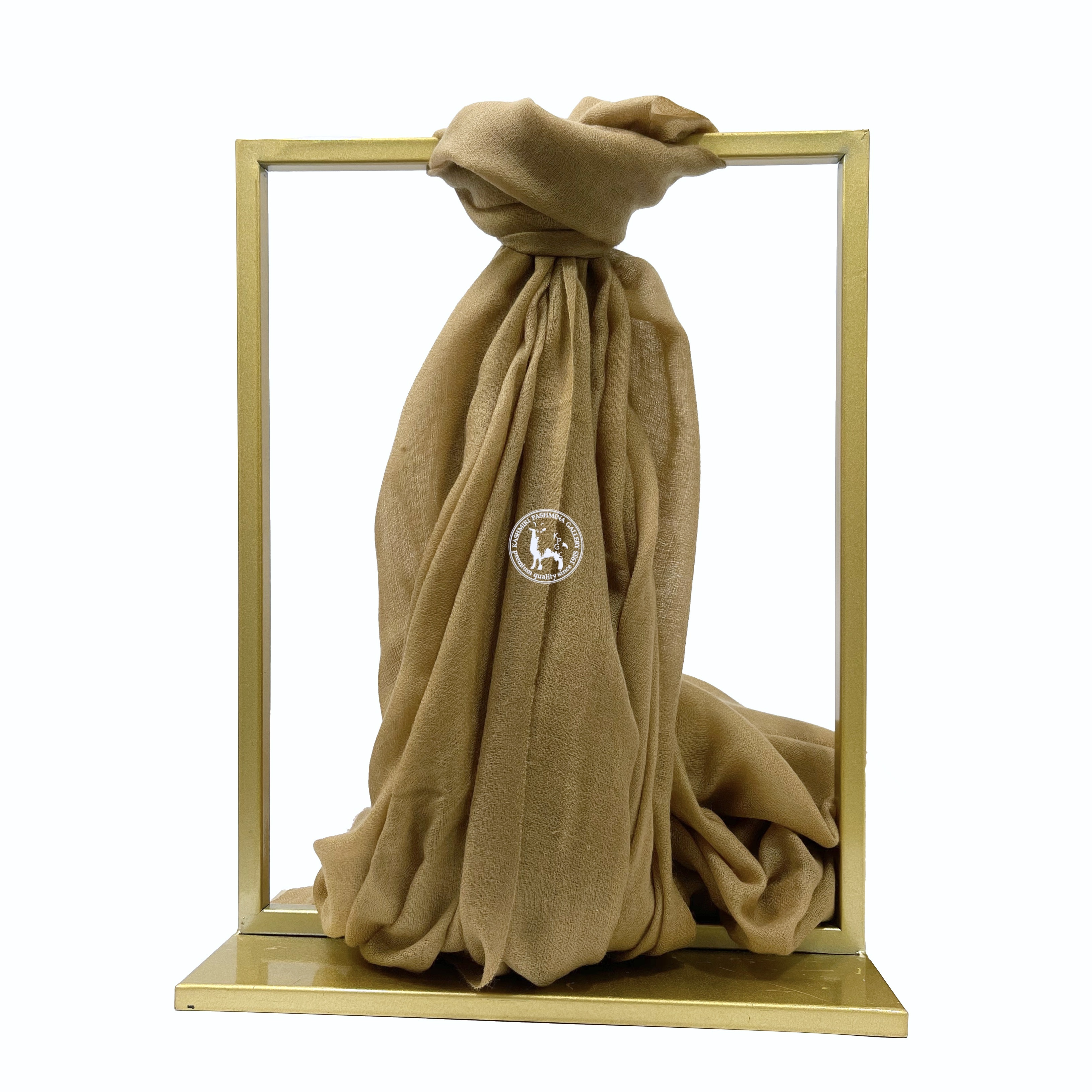 深金菊色手工編織喀什米爾頸部羊絨披肩圍巾