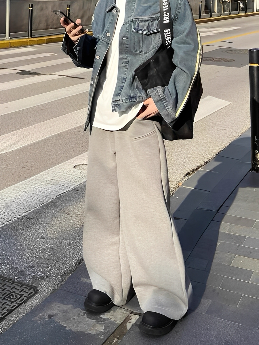 休閒 復古 直筒 設計 棉質 長褲 棉長褲