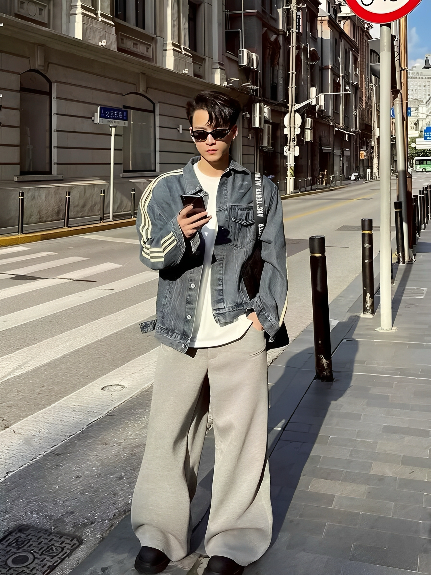 休閒 復古 直筒 設計 棉質 長褲 棉長褲