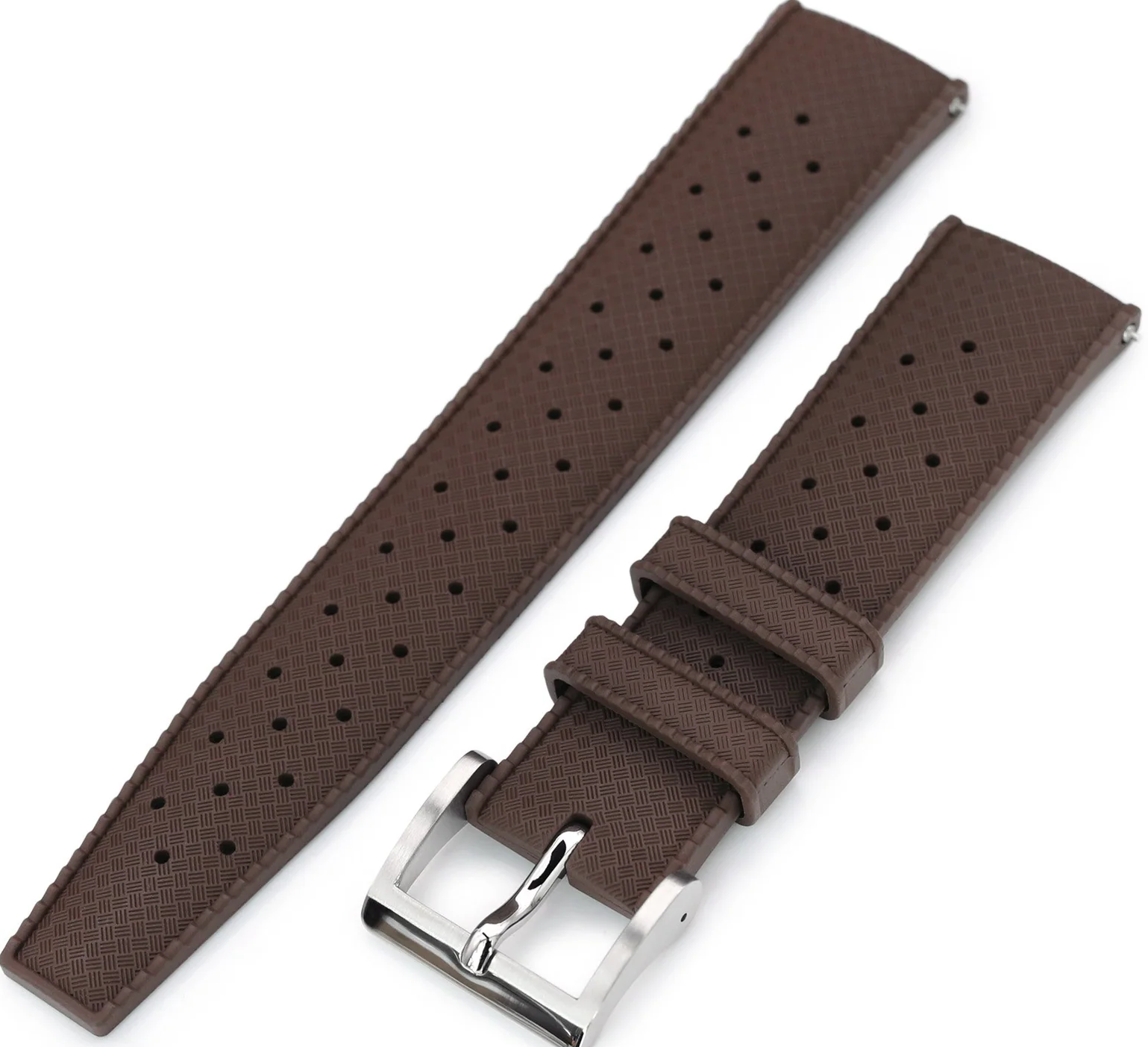 萬年鐘錶 - 太空人錶帶 錶帶寬22MM平口各大品牌代用橡膠錶帶棕色Tropical Style 熱帶錶帶橡膠快拆潛水款  FKM05C-22A20PBU66