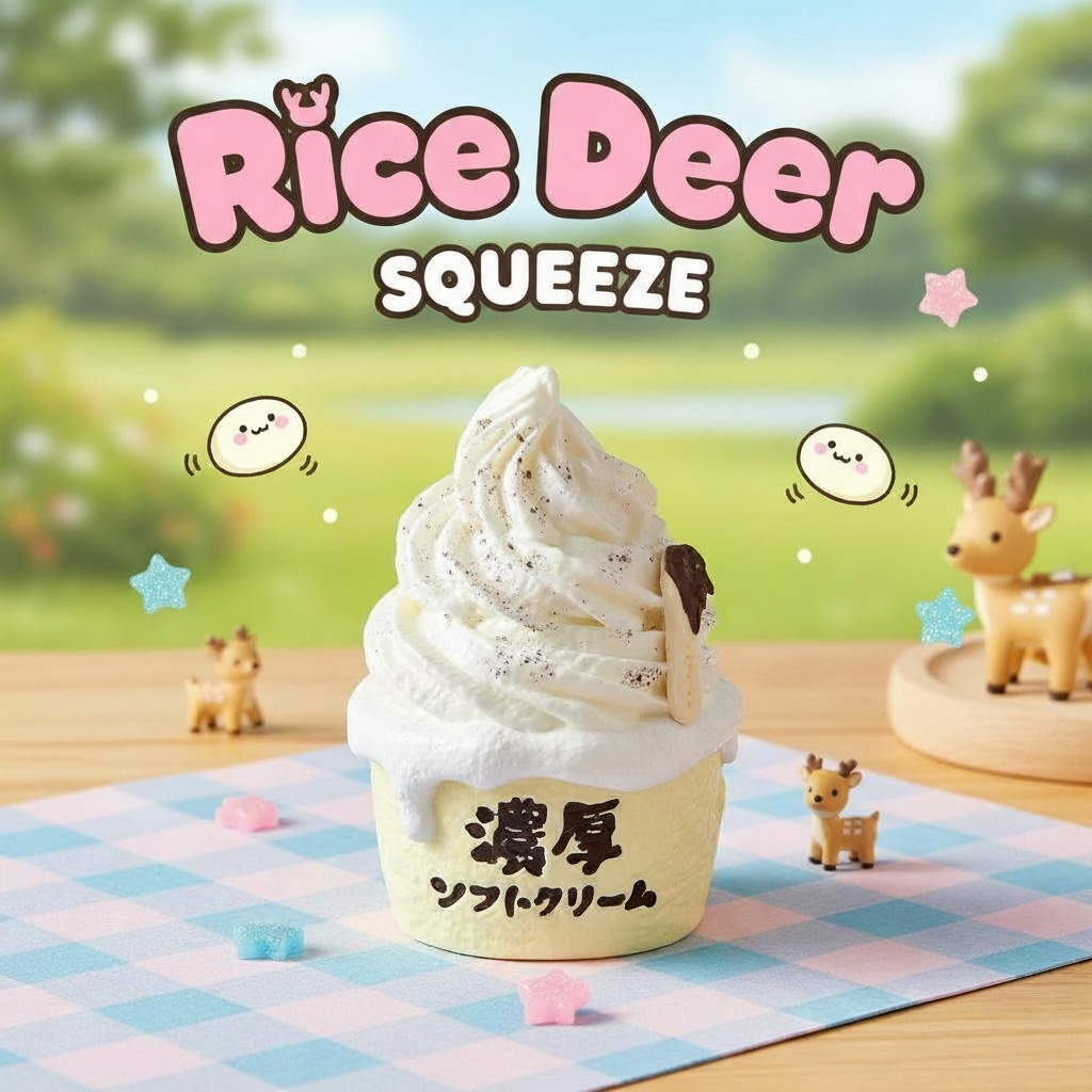 Rice Deer Squeeze (series one) Taba Squishy Blind Bag  - 「𝐑𝐢𝐜𝐡 𝐌𝐢𝐥𝐤 𝐈𝐜𝐞 𝐂𝐫𝐞𝐚𝐦」