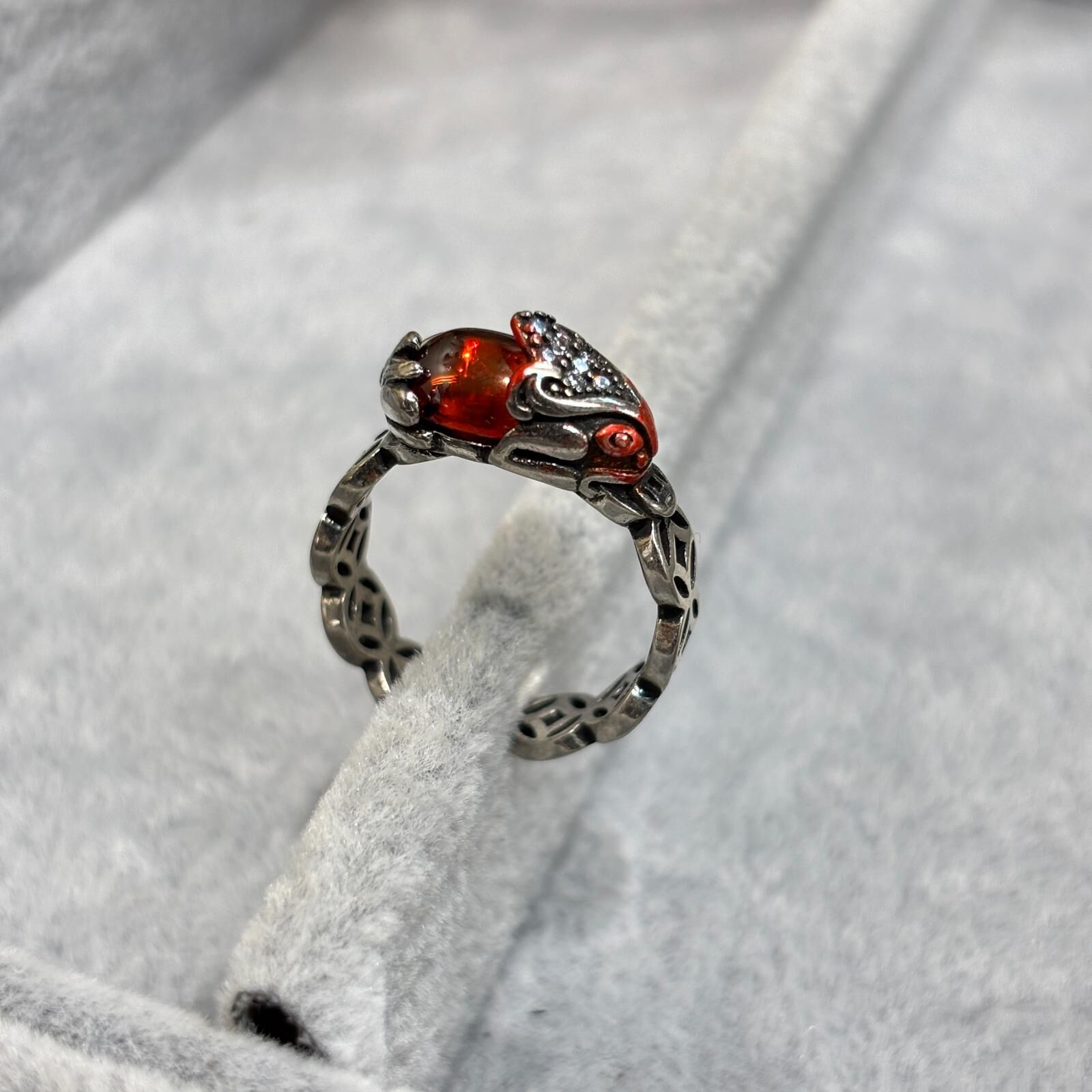 HKHF1222-056 金錢貔貅石榴石開口戒 (A54)