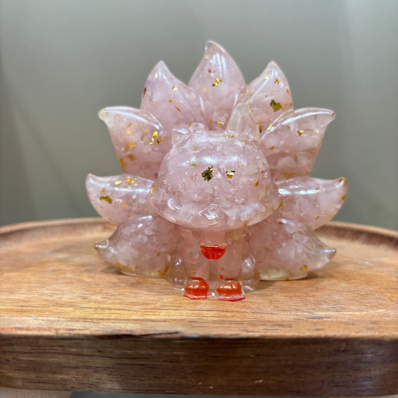 HKHF1222-060 粉晶九尾狐擺件 (A58)