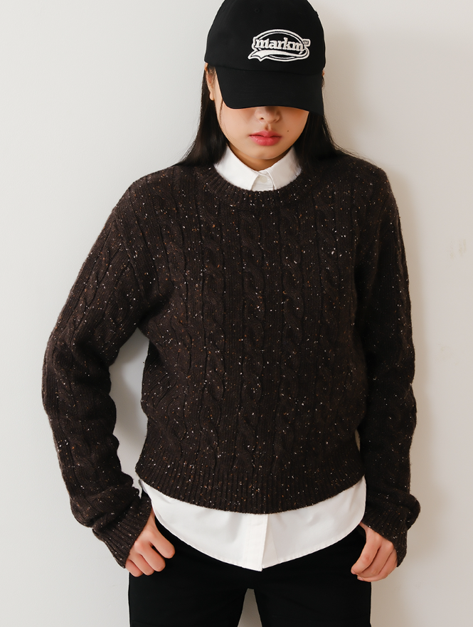 【預購】KM122212 Markm 女士羊毛絞花圓領針織衫