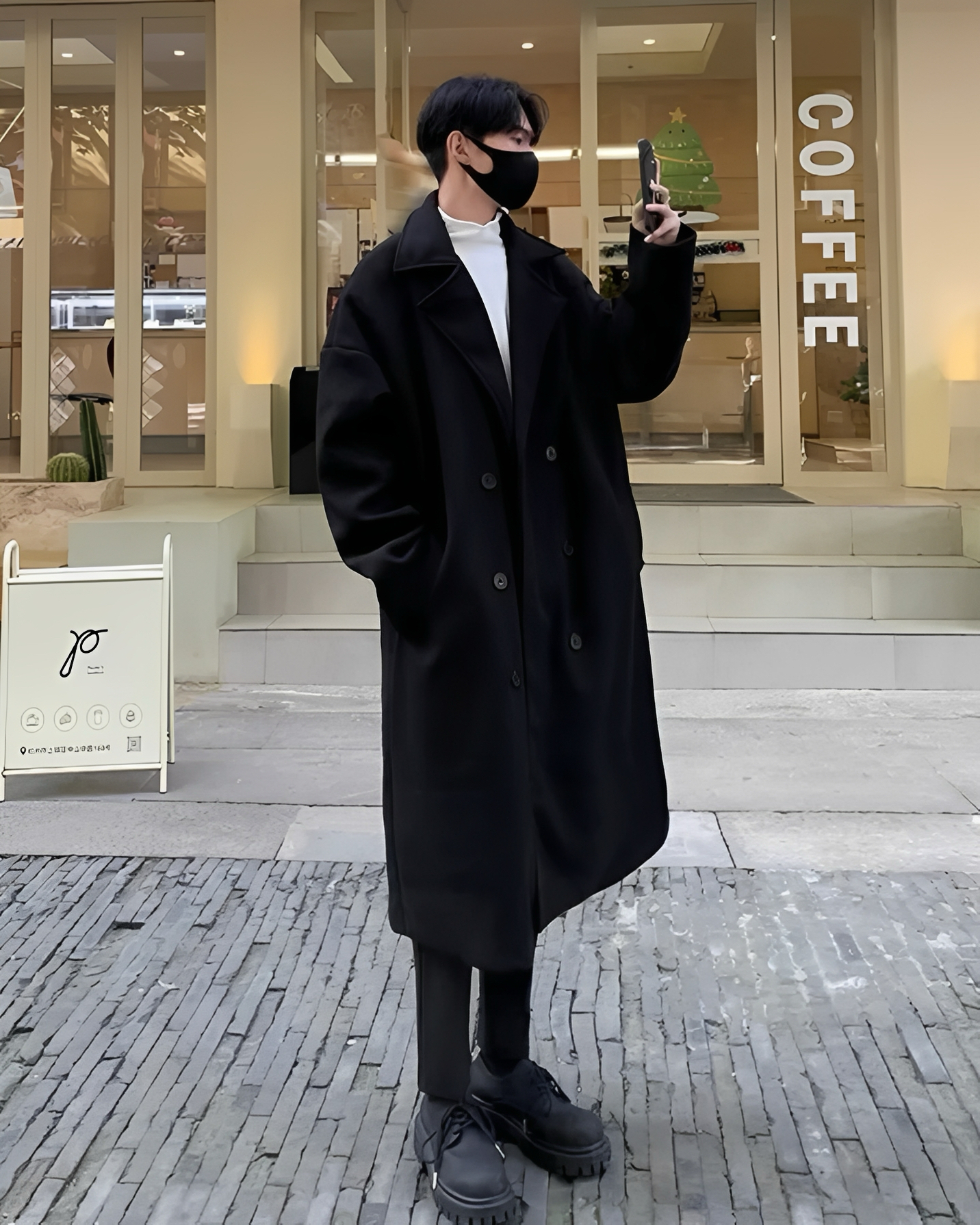 雙排扣 中長版 毛呢 大衣 外套