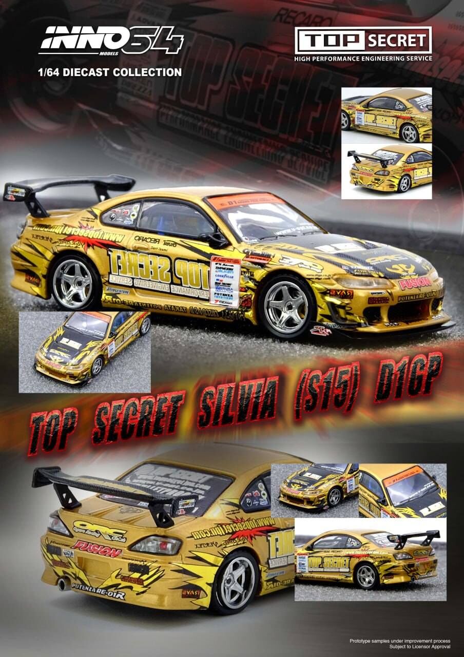 預訂 Pre-order - Inno64 TOP SECRET Silvia (S15) Gold D1 Grand Prix Series Champion 2004