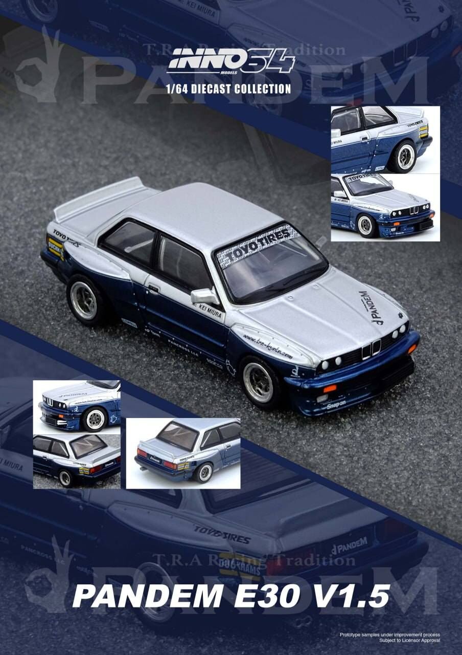 預訂 Pre-order - Inno64 PANDEM E30 M3 Silver/Blue