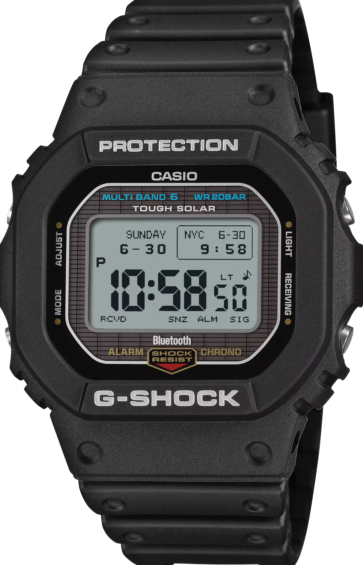 萬年鐘錶 - G-SHOCK  進化版經典磚紋太陽能藍芽電波方形電子錶 GW-BX5600-1 錶徑 : 44.1mm