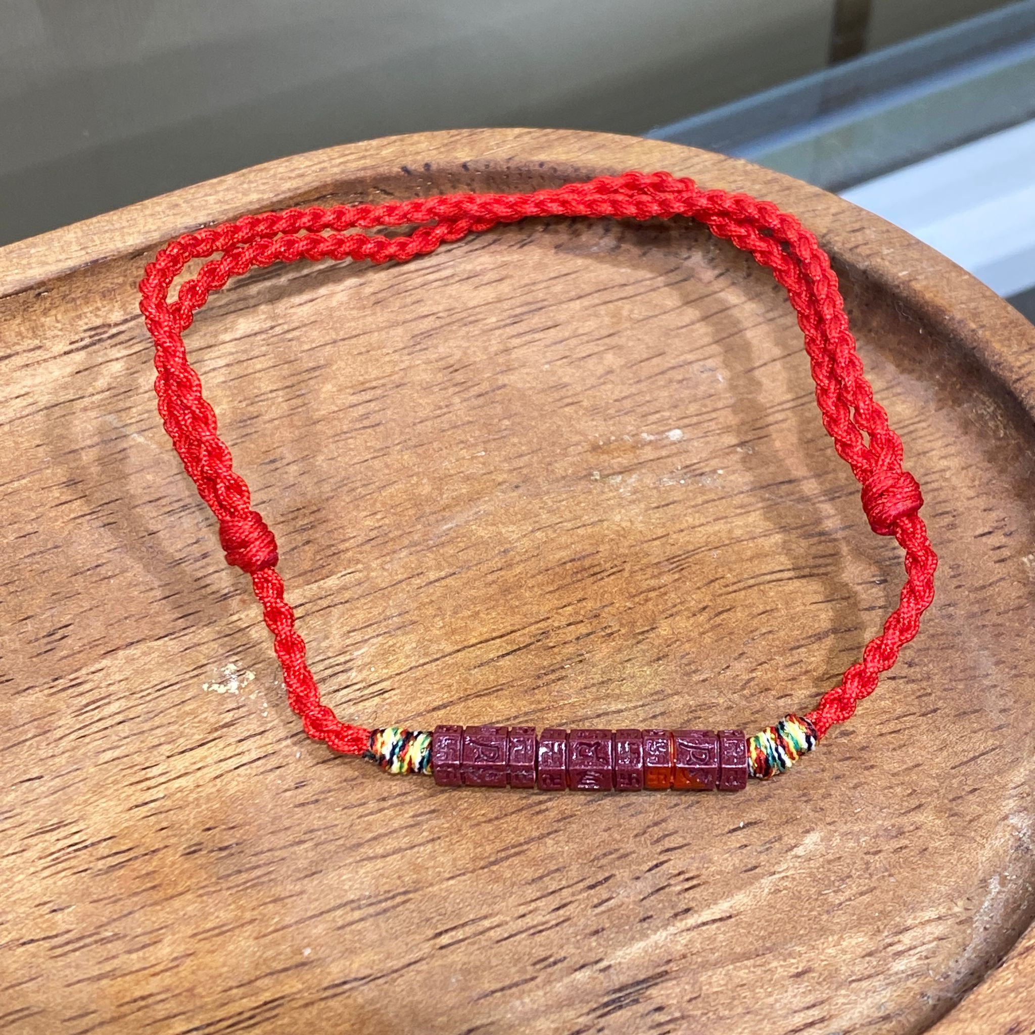 HKHF1222-074 六字箴言原礦硃砂腳繩 (A72)