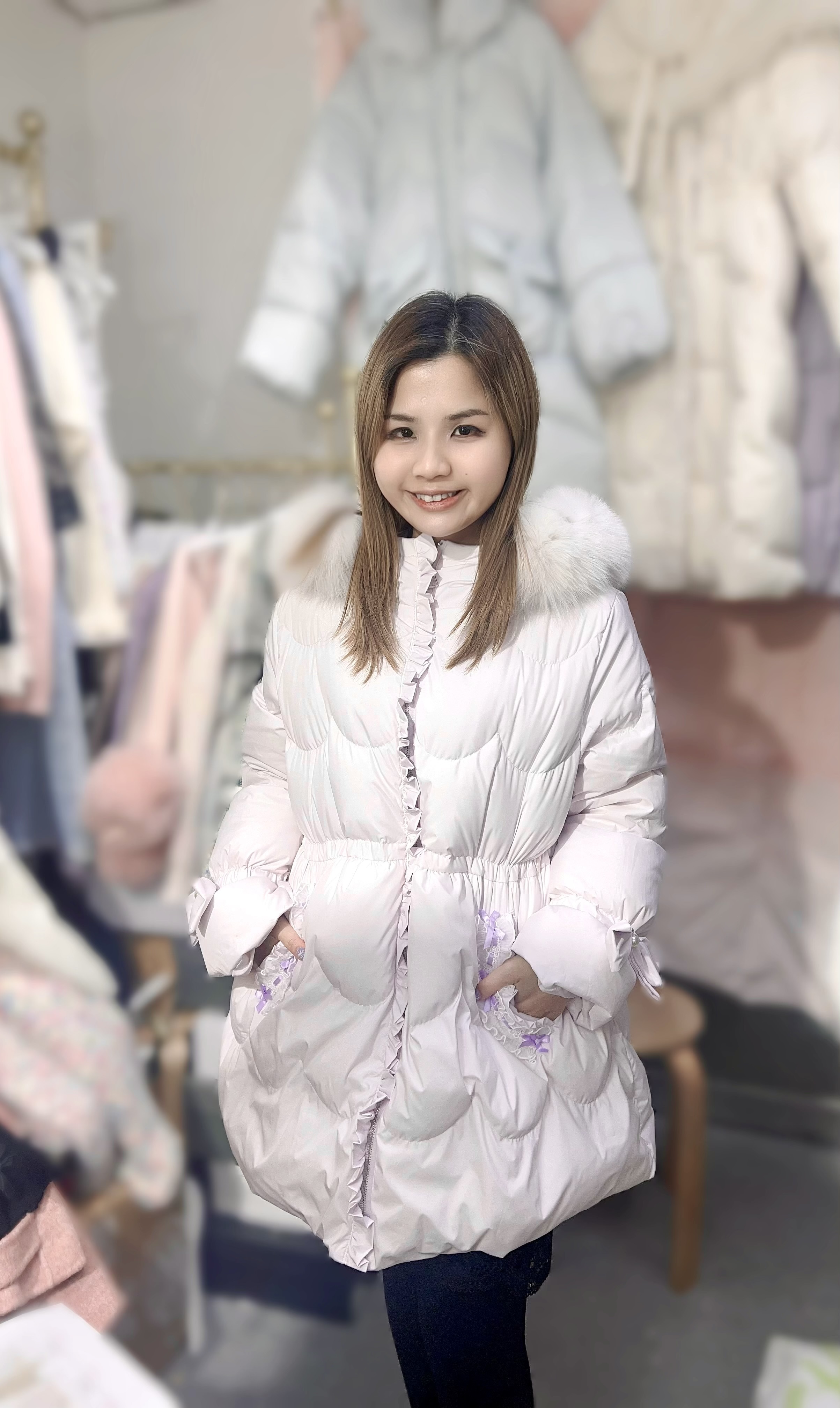 DE103   毛毛70%鴨羽絨   20鵝絨  胸S40 M42 L44 , 長29   原價$1099