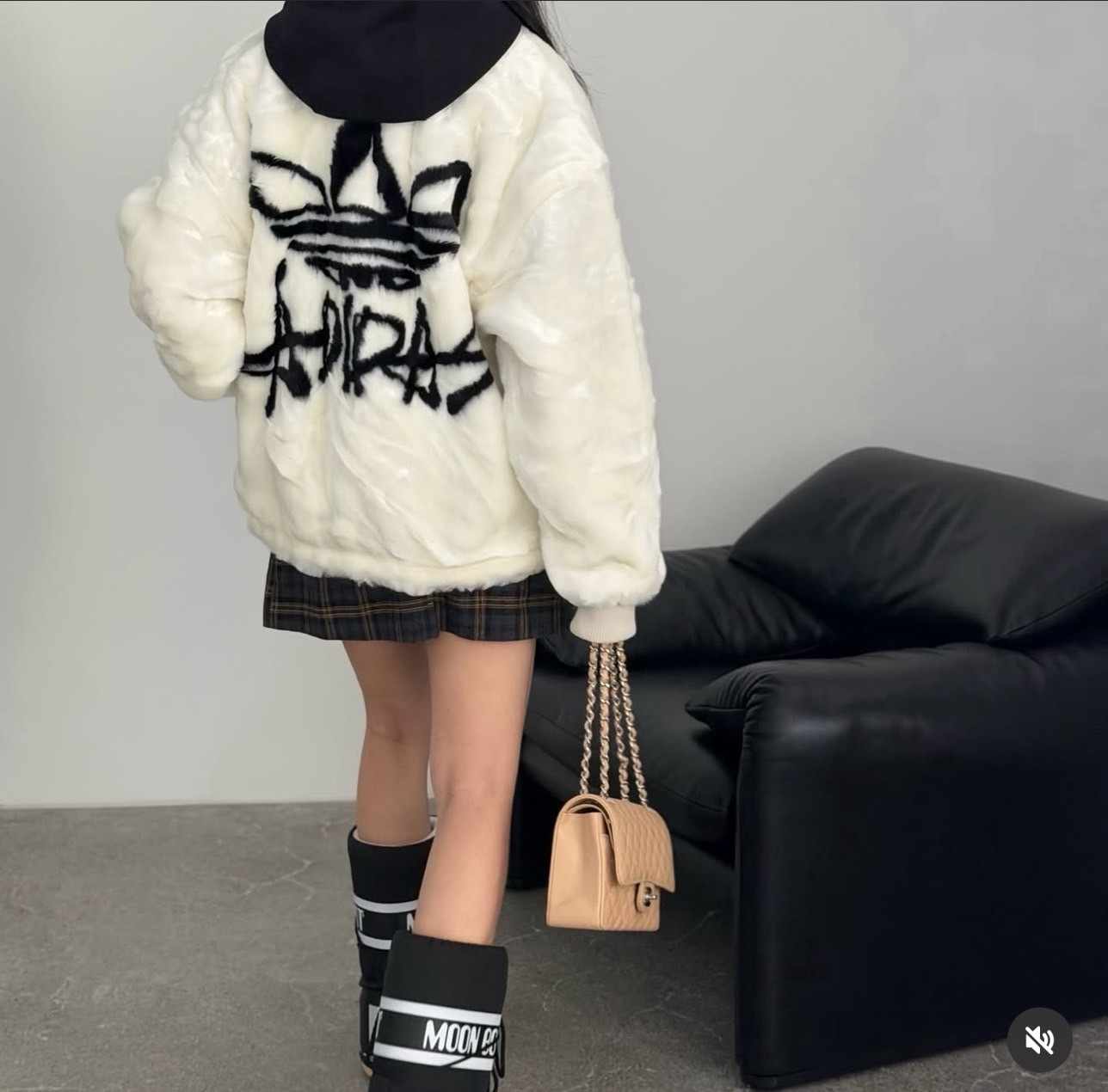 【Luxury】ADIDAS Originals   三葉草 人造毛皮保暖夾克