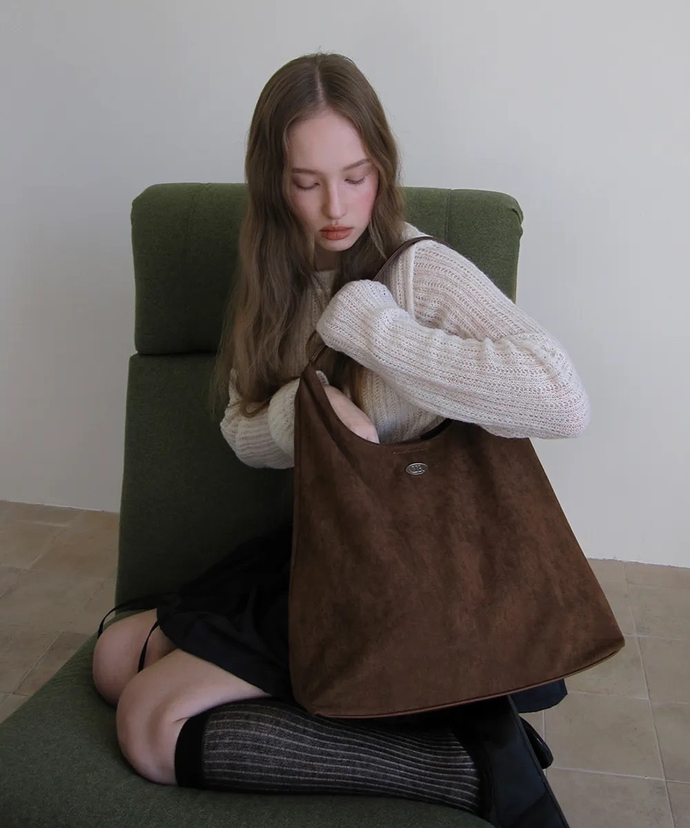 【Luxury】Suede Shoulder Bag 韓國設計師 素面單肩托特包 鬆弛感 手提大包 麂皮皮革 簡約風