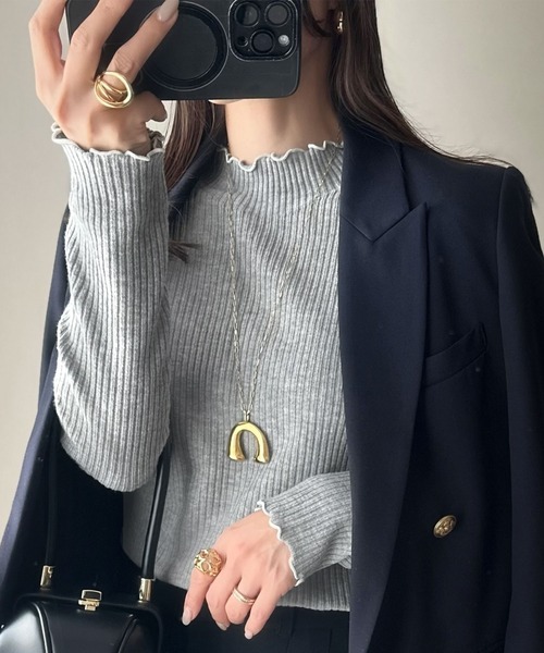 日本🇯🇵連線 Classical Elf 線條撞色微立領羅紋針織上衣 羅紋 針織 半立領 休閒 長袖 打底 內搭 6色 (任買兩件711免運)/預購