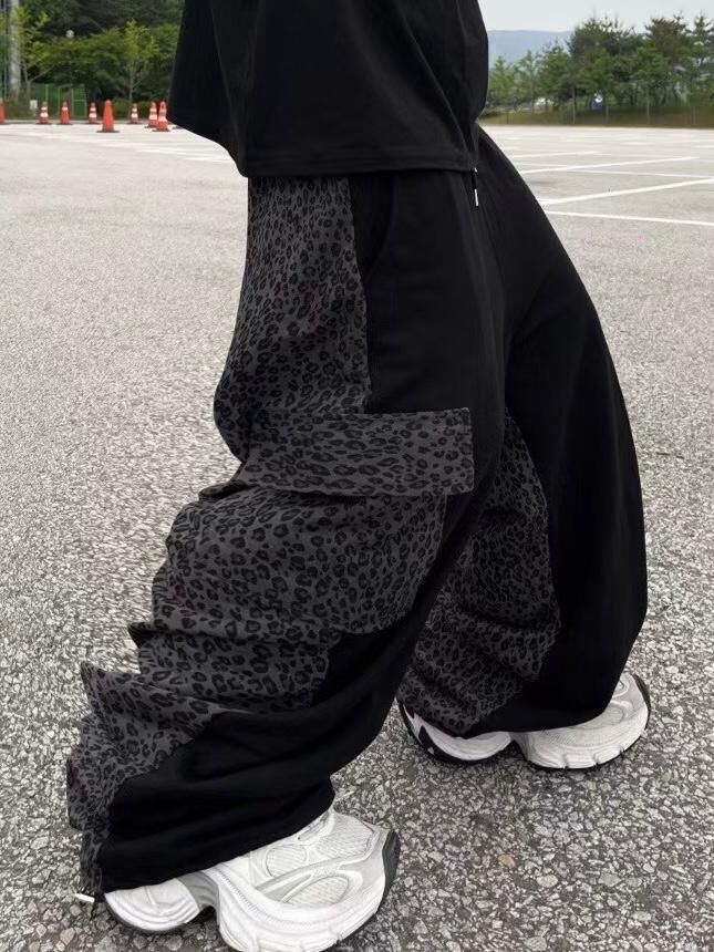 拼迷彩可束腳工裝鬆身褲 P3230