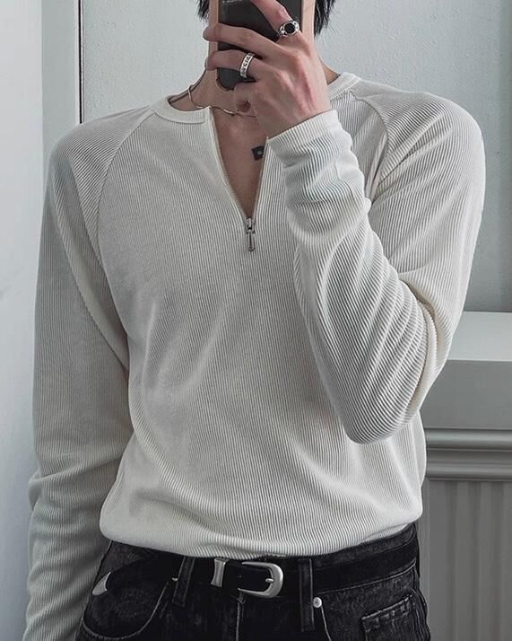 淨色半拉鍊長袖衫 T5874