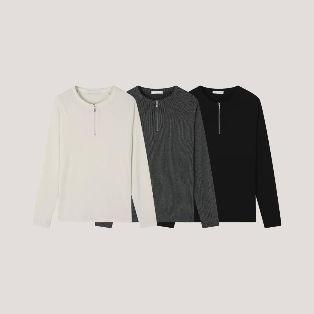 淨色半拉鍊長袖衫 T5874