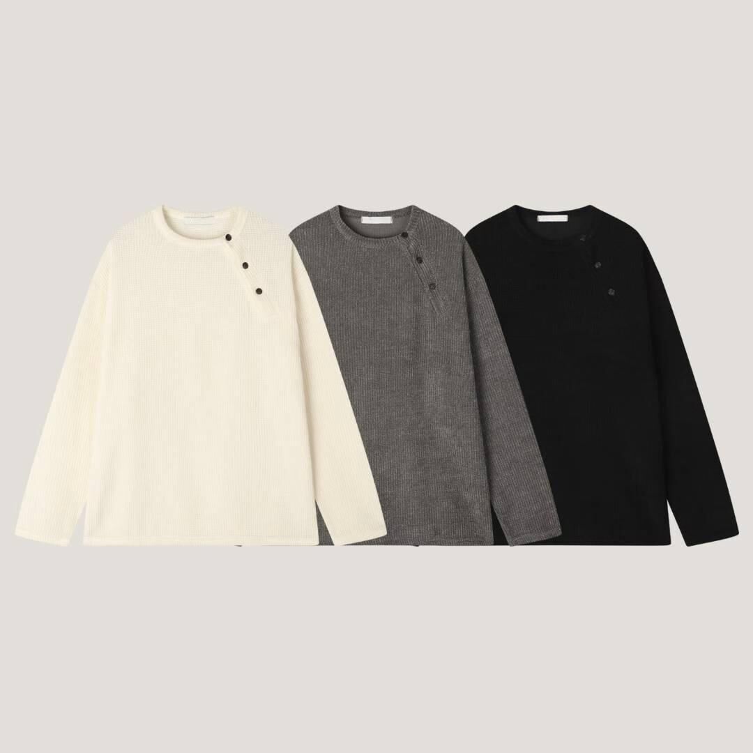 淨色扣鈕長袖衫 T5875