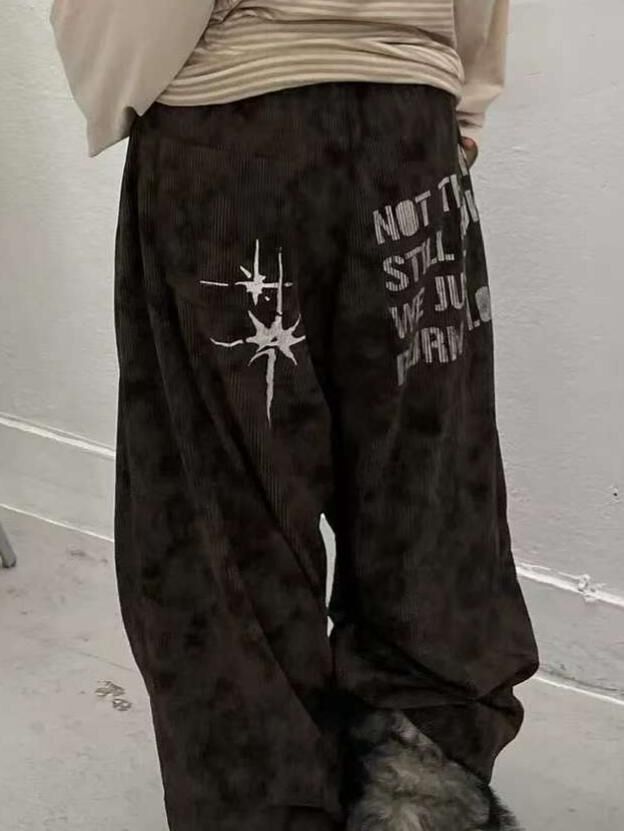 英文字可束腳鬆身褲 P3233